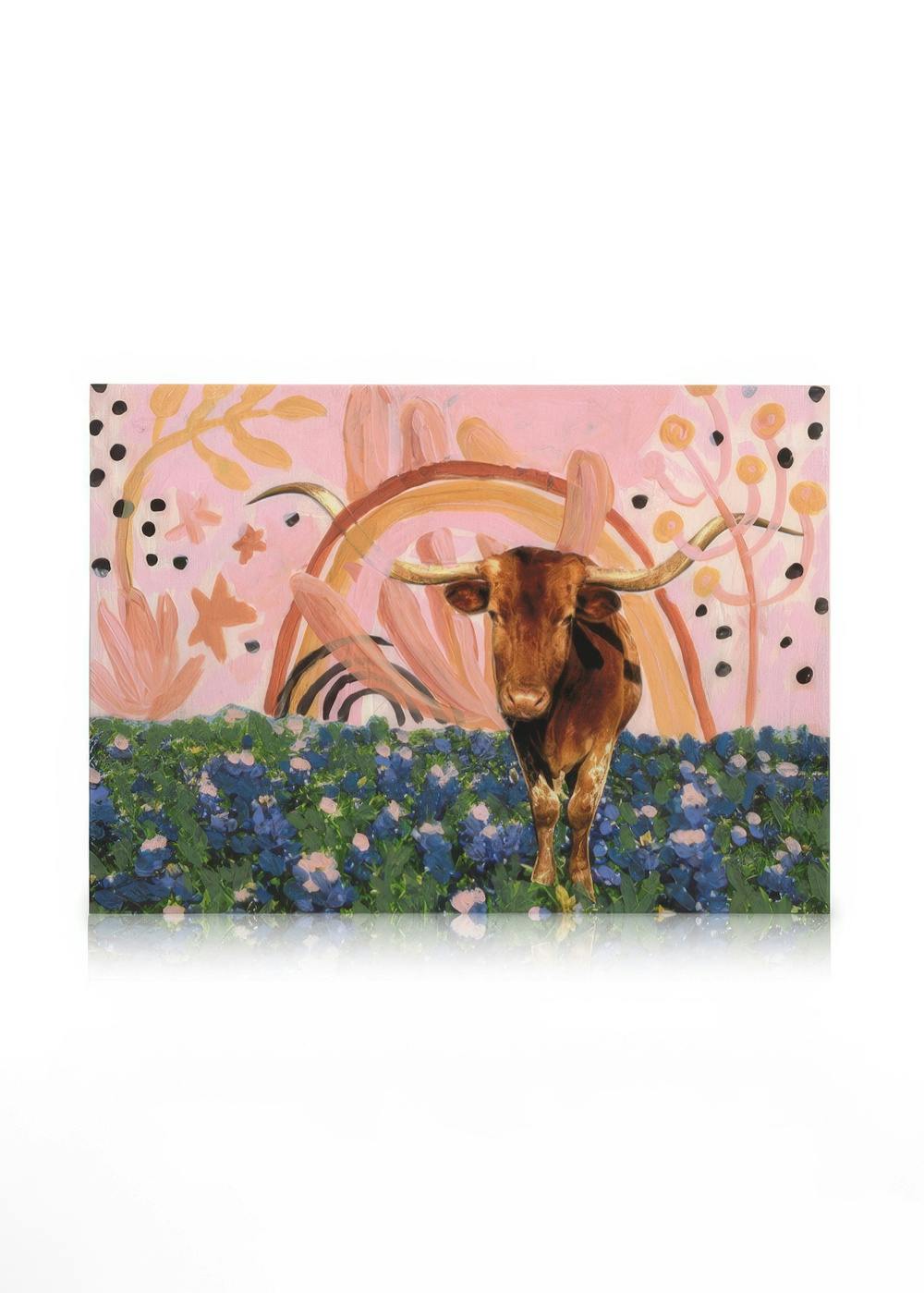 Obrazy na płótnie Eleanor Baker - Rainbow Longhorns Obraz na płótnie (30x40 cm - Czarna ramka)
