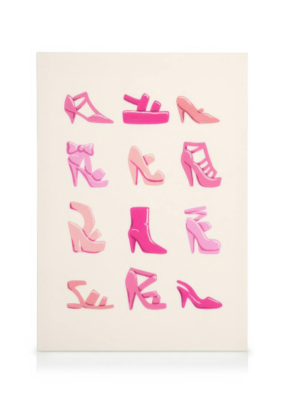 Canvas Schilderijen Pink Shoe Collection Canvas (50x70 cm)