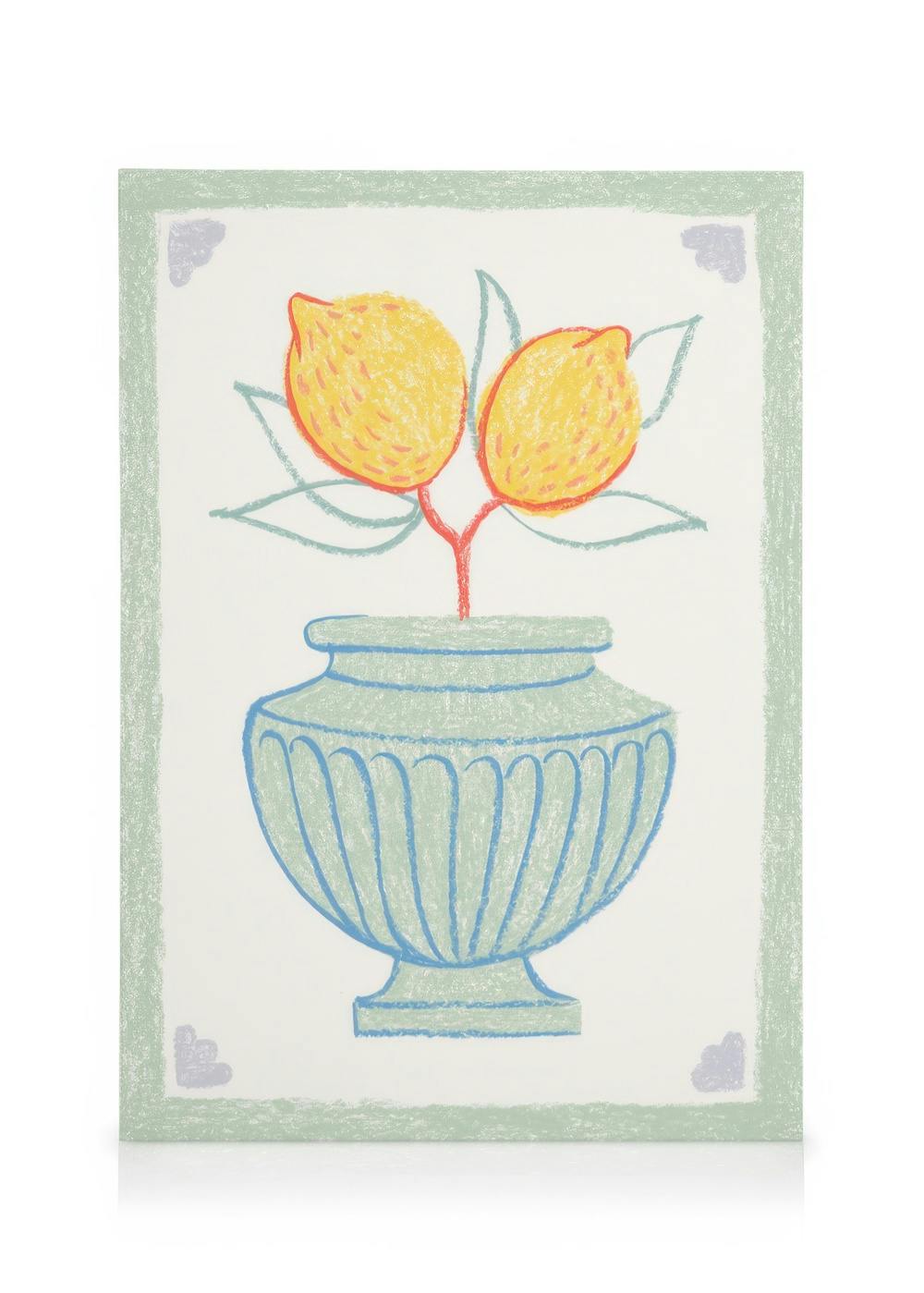 Canvas Schilderijen Citrus Vase Canvas (30x40 cm - Fotolijst Zwart)