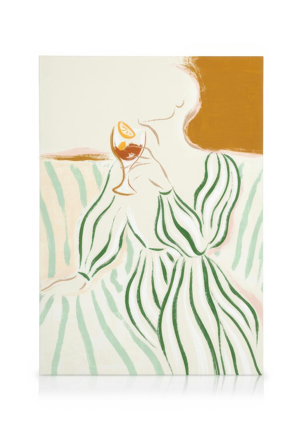 Canvas Prints Green Striped Dress Canvas print (50x70 cm - Black Frame)