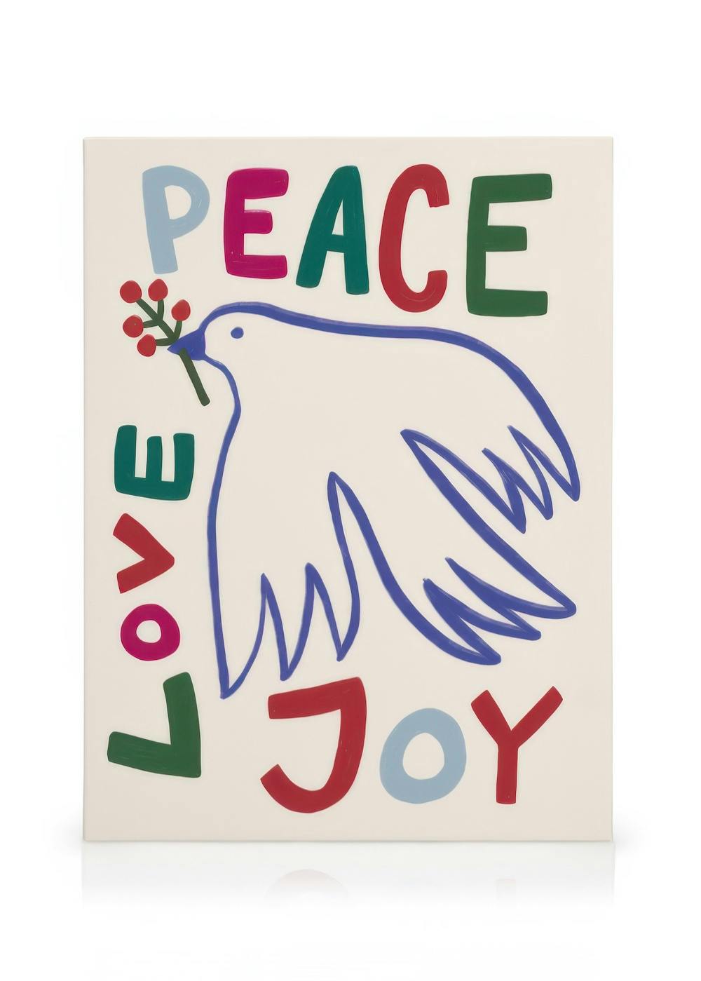 Canvas Schilderijen Peace Love Joy Canvas (50x70 cm - Fotolijst Eiken)