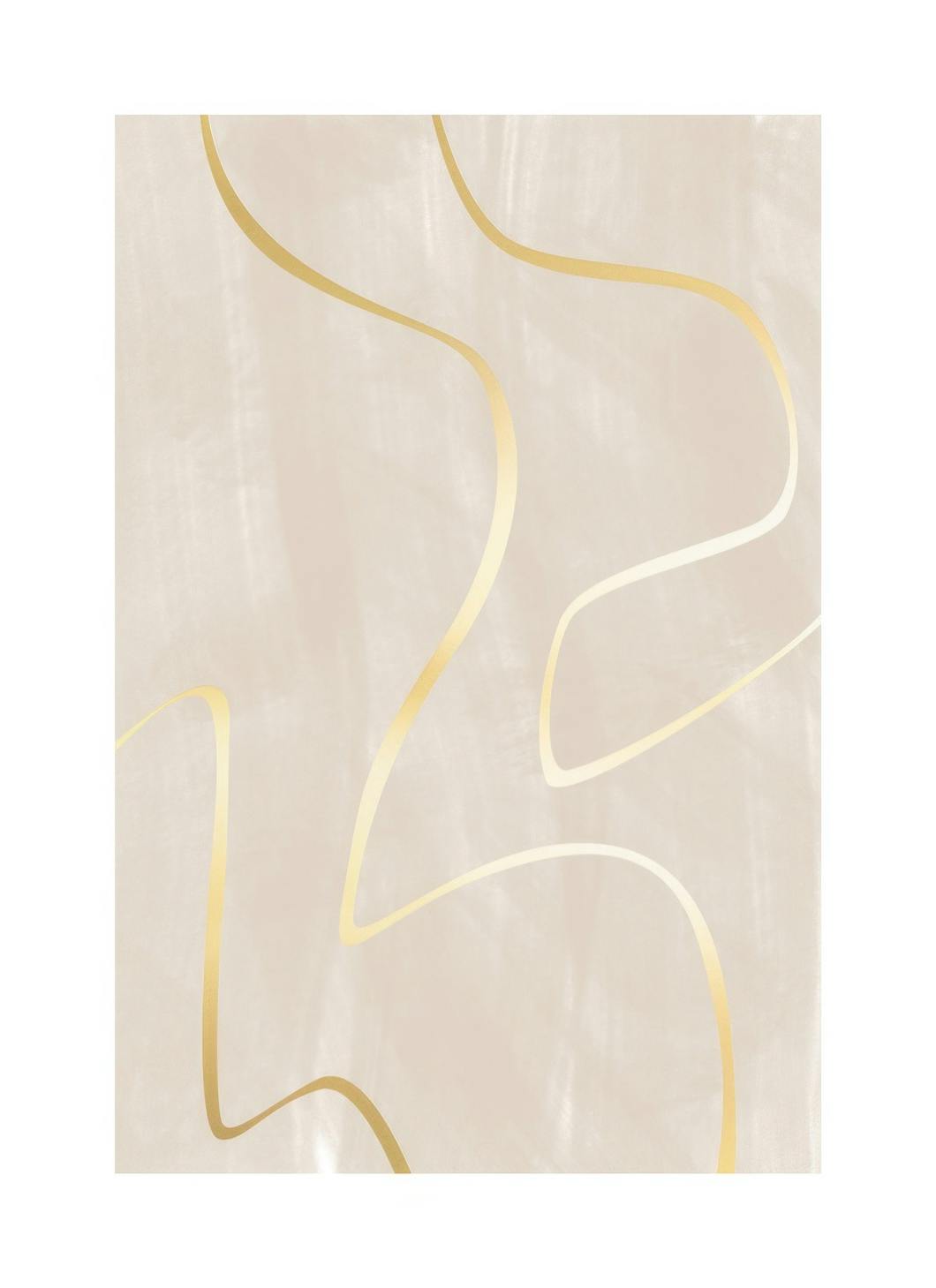 Prints - Curvy Golden Lines Print (50x70 cm) - Gold and silver posters
