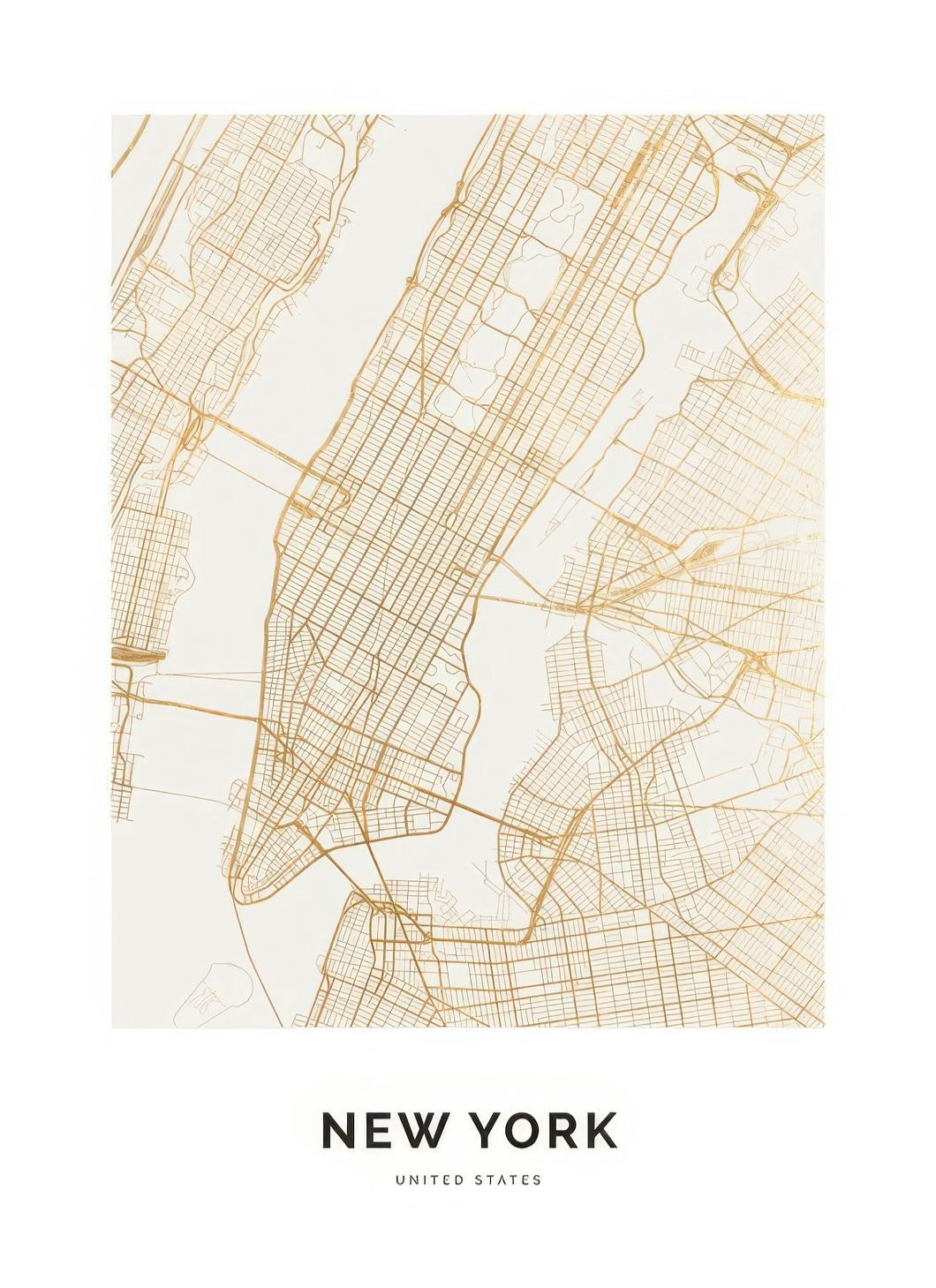 Prints - Golden New York Print (21x30 cm) - Gold and silver posters