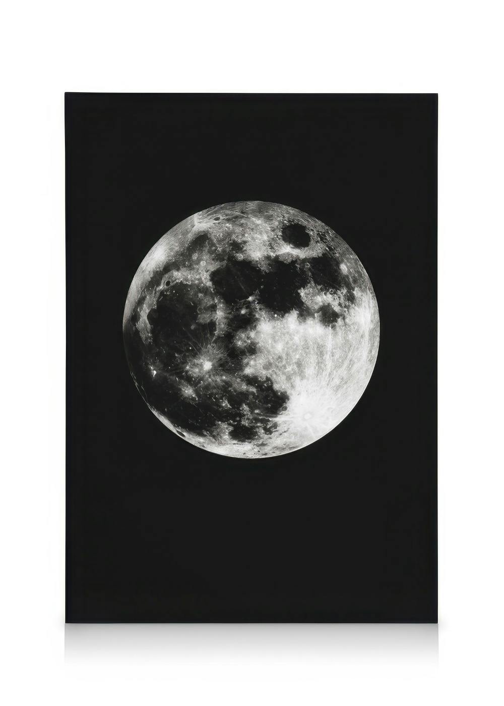 Canvas Schilderijen Moon In Black Canvas (50x70 cm - Fotolijst Eiken)