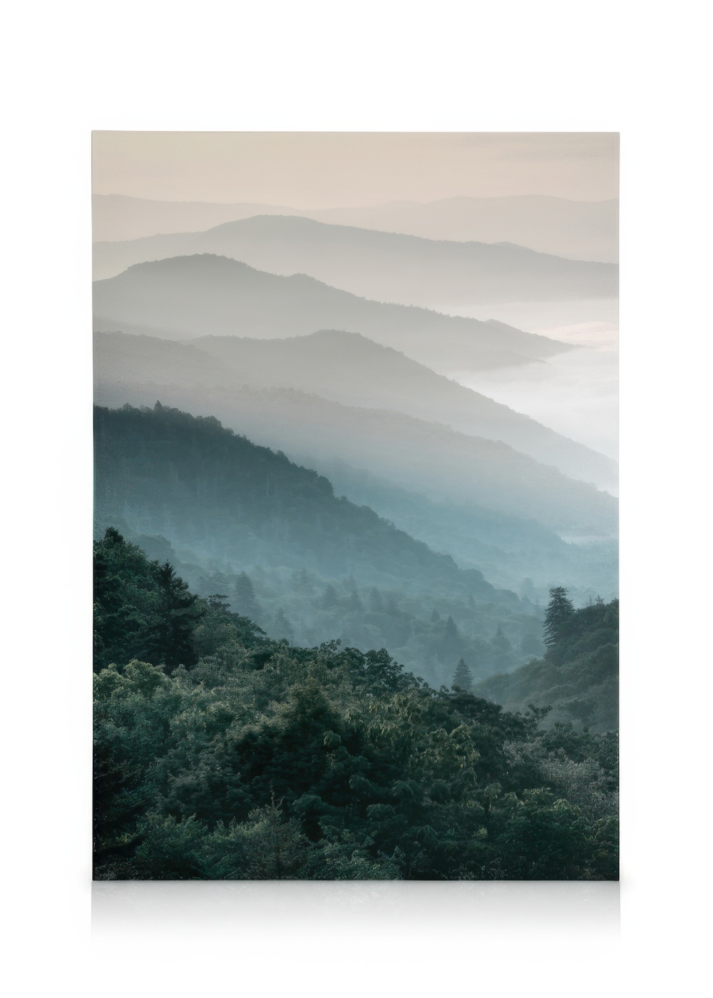 Acocifi Stampa Su Tela Paesaggio Nebbioso Con Montagne E Uccelli - Quadro Incorniciato 30x40 Cm, Per Soggiorno, Camera, Ufficio, Decorazione Murale