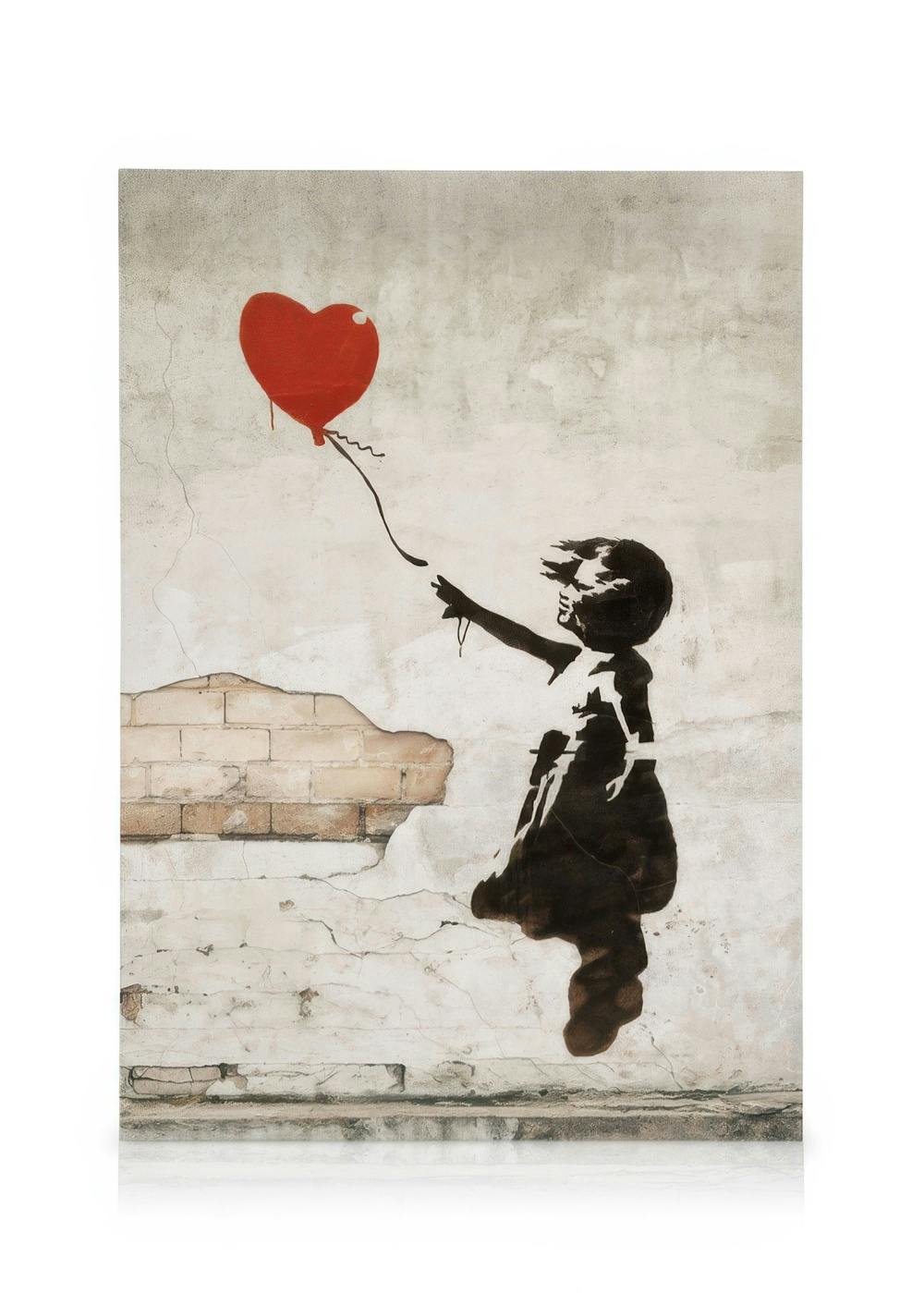 Girl With Love Balloon, Toile (30x40 cm - Cadre de chêne)  Art