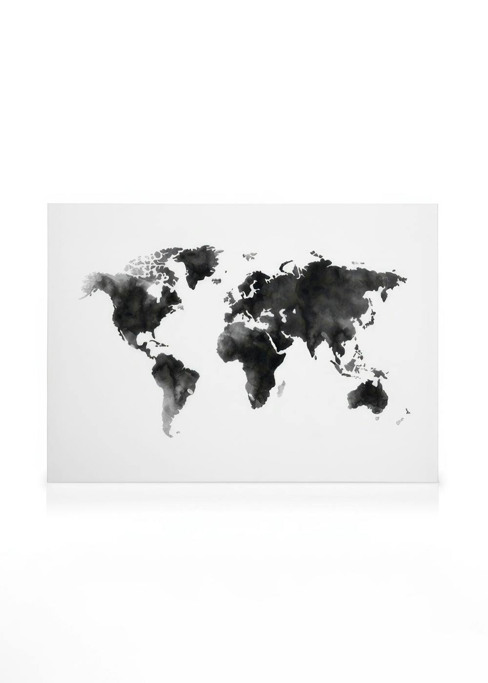 Canvas Prints World Map Watercolor Canvas print (70x100 cm - Oak Frame)