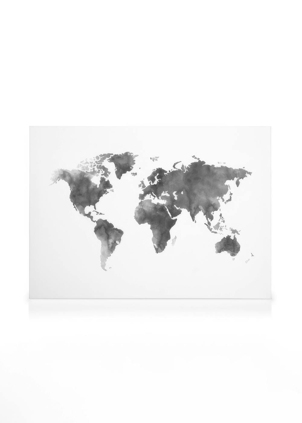 Leinwandbilder World Map Grey Watercolor, Leinwandbild (30x40 cm)