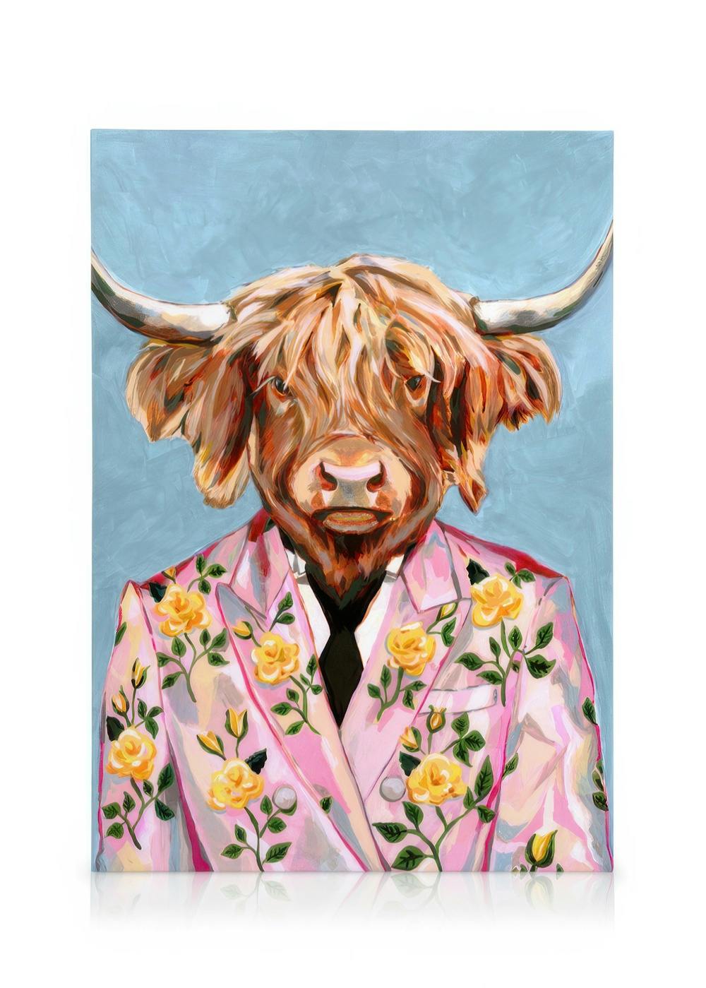 Canvas Schilderijen Heather Perry - Artsy Cow Canvas (30x40 cm - Fotolijst Eiken)