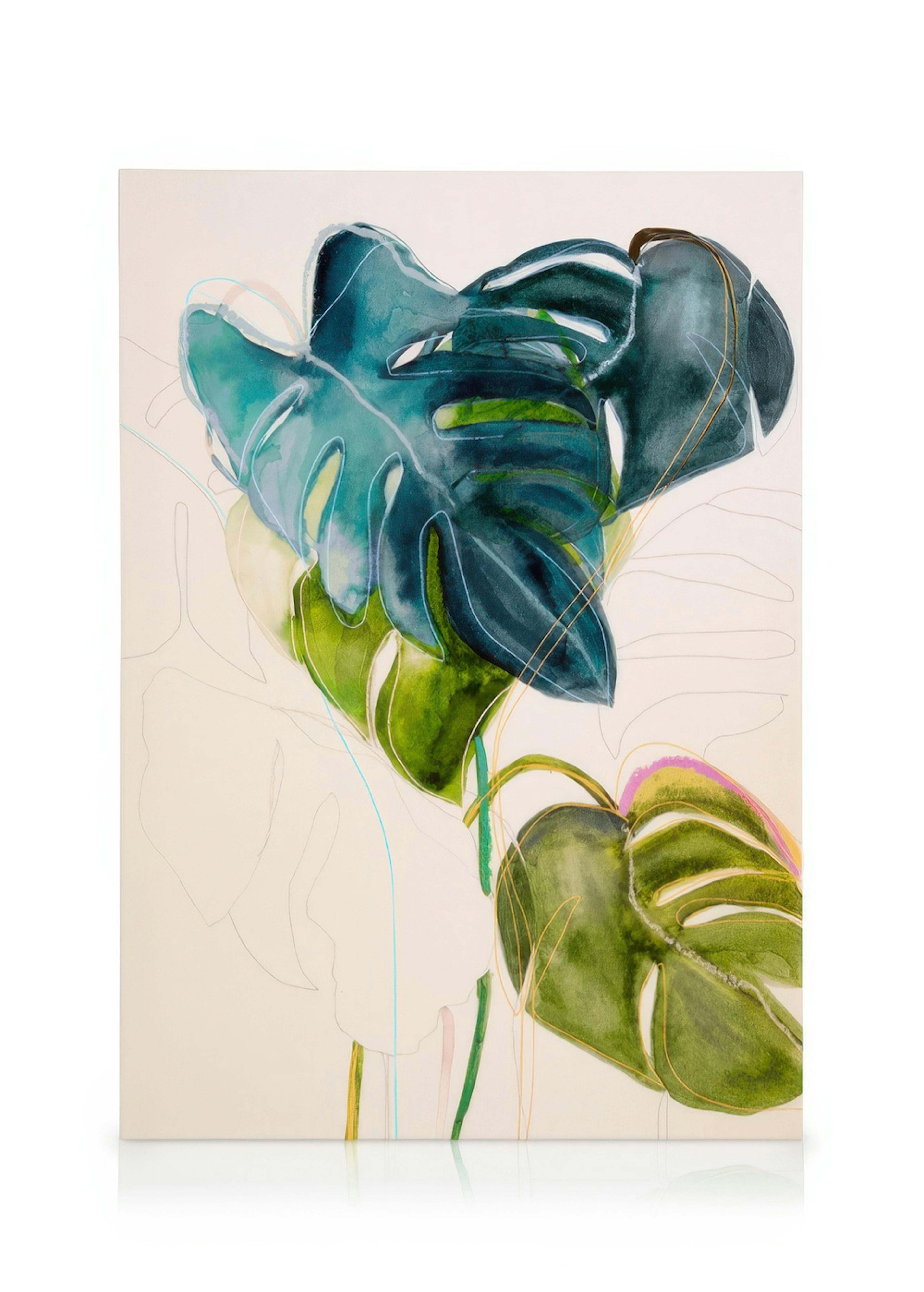 Leigh Viner - Blue Monstera Stampa su Tela 0