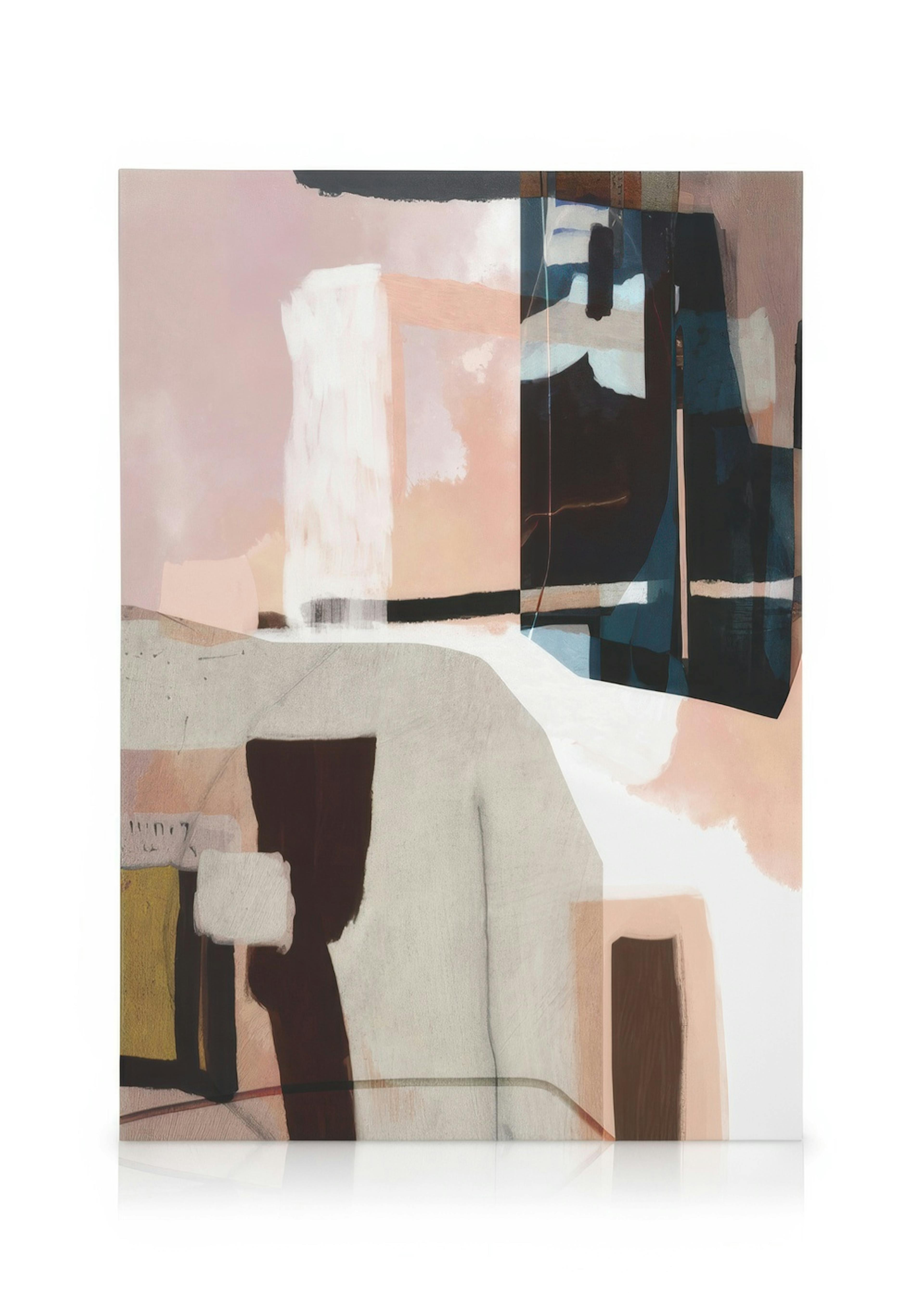 Dan Hobday Automate abstract canvas print with pink, brown, and blue shapes.