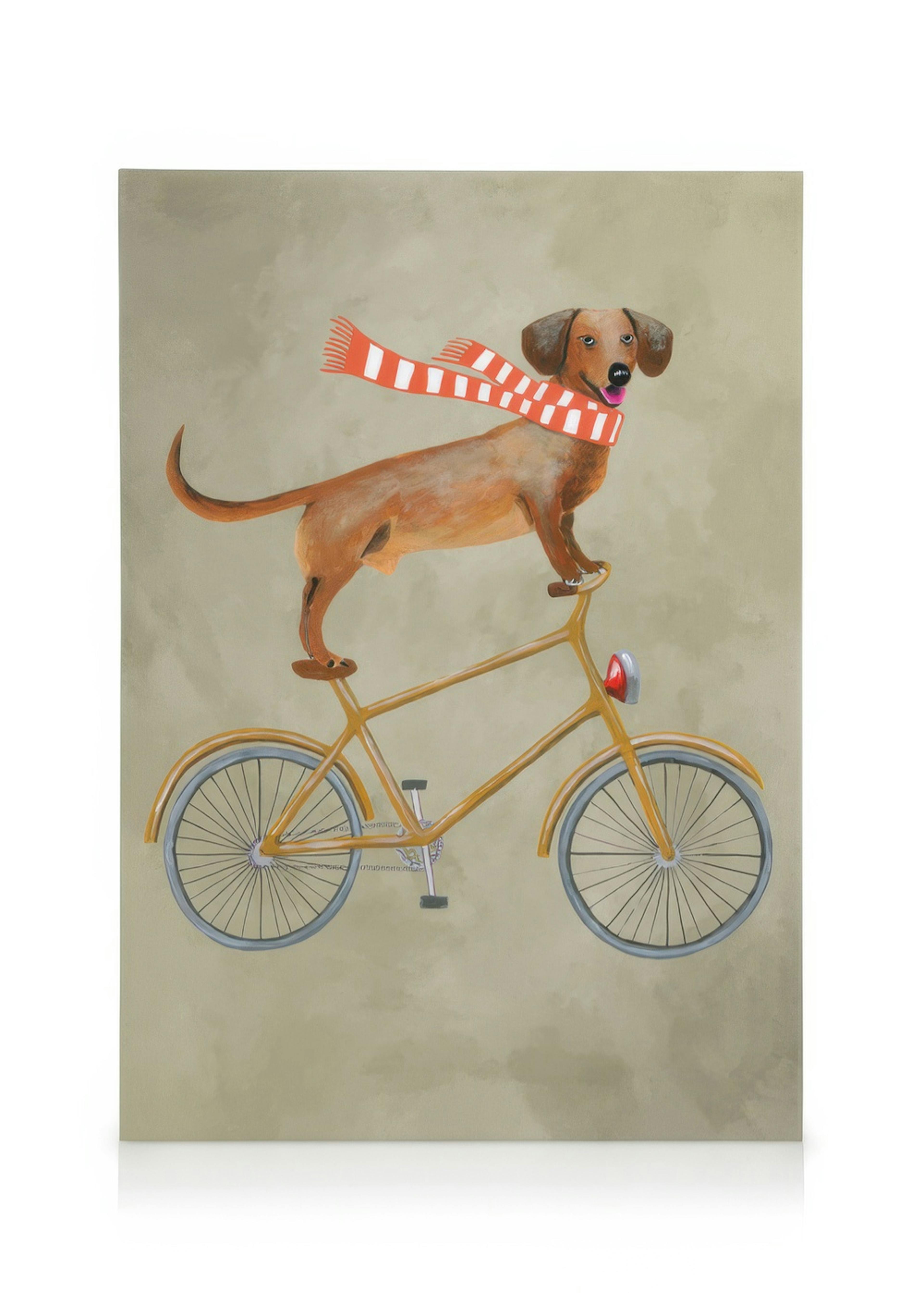 Coco De Paris - Dachshund on Bicycle in the Winter Tableau sur toile 0