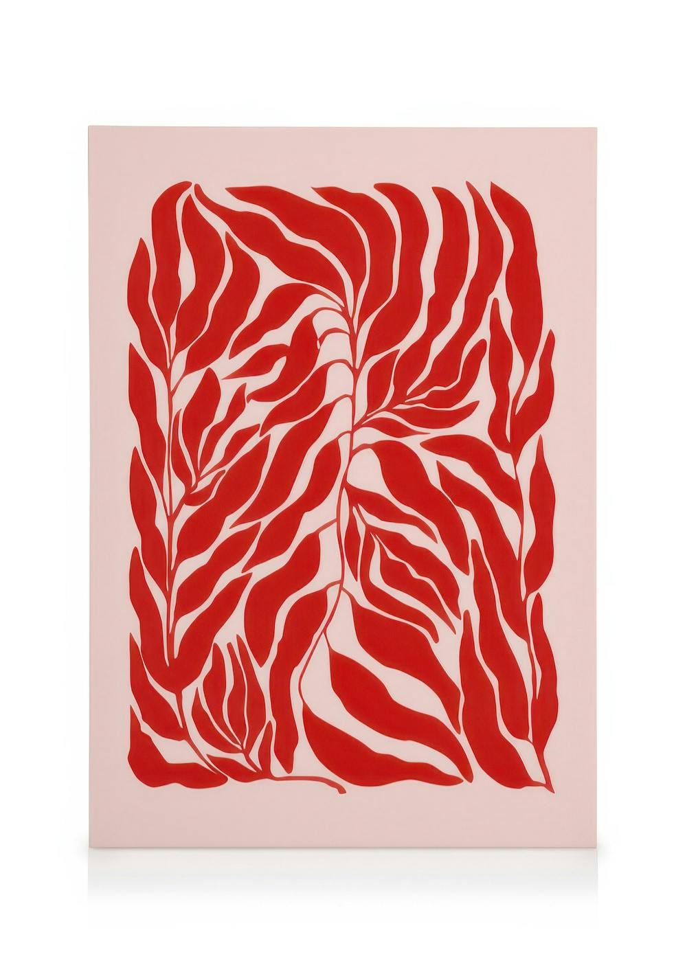 Canvas Schilderijen The Print Republic - Red & Pink Botanical Canvas (50x70 cm - Fotolijst Zwart)