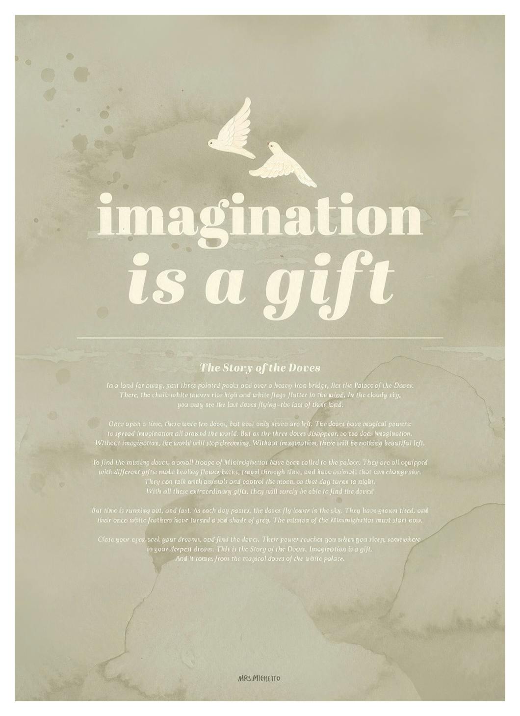 Story of the Doves Green Print (30x40 cm)