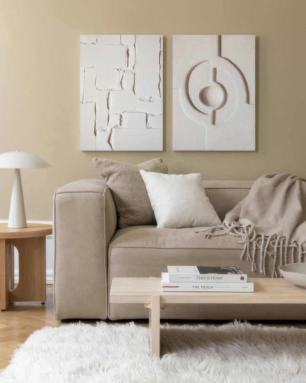 Beige Texture Obrazy na płótnie Duo (50x70 cm - Czarna ramka)
