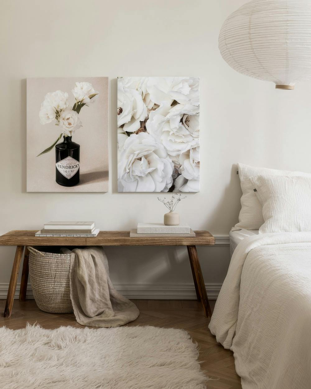 Canvas Prints White Roses Canvas Duo (30x40 cm - Black Frame)