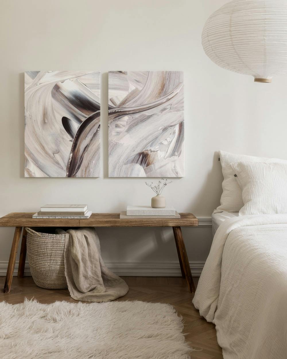 Creamy Roads Duo de telas decorativas (30x40 cm - Moldura Preta)