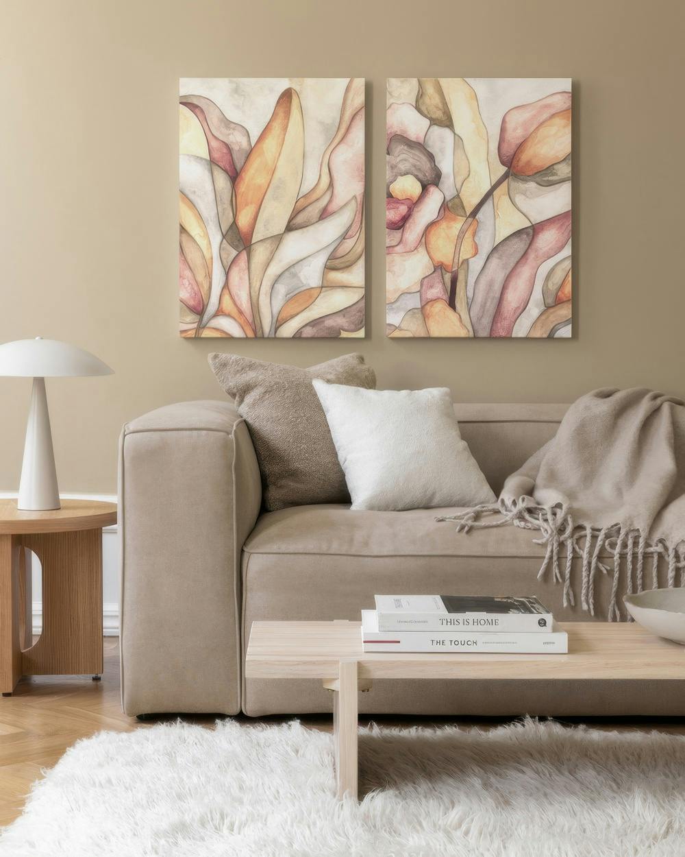 Botanical Shapes Duo de telas decorativas (50x70 cm - Moldura Preta)