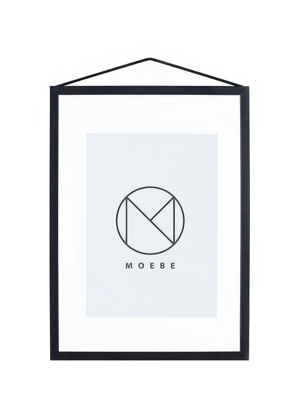Cadre Moebe noir en aluminium pour Affiche ou Toile, design minimaliste avec élastique de suspension