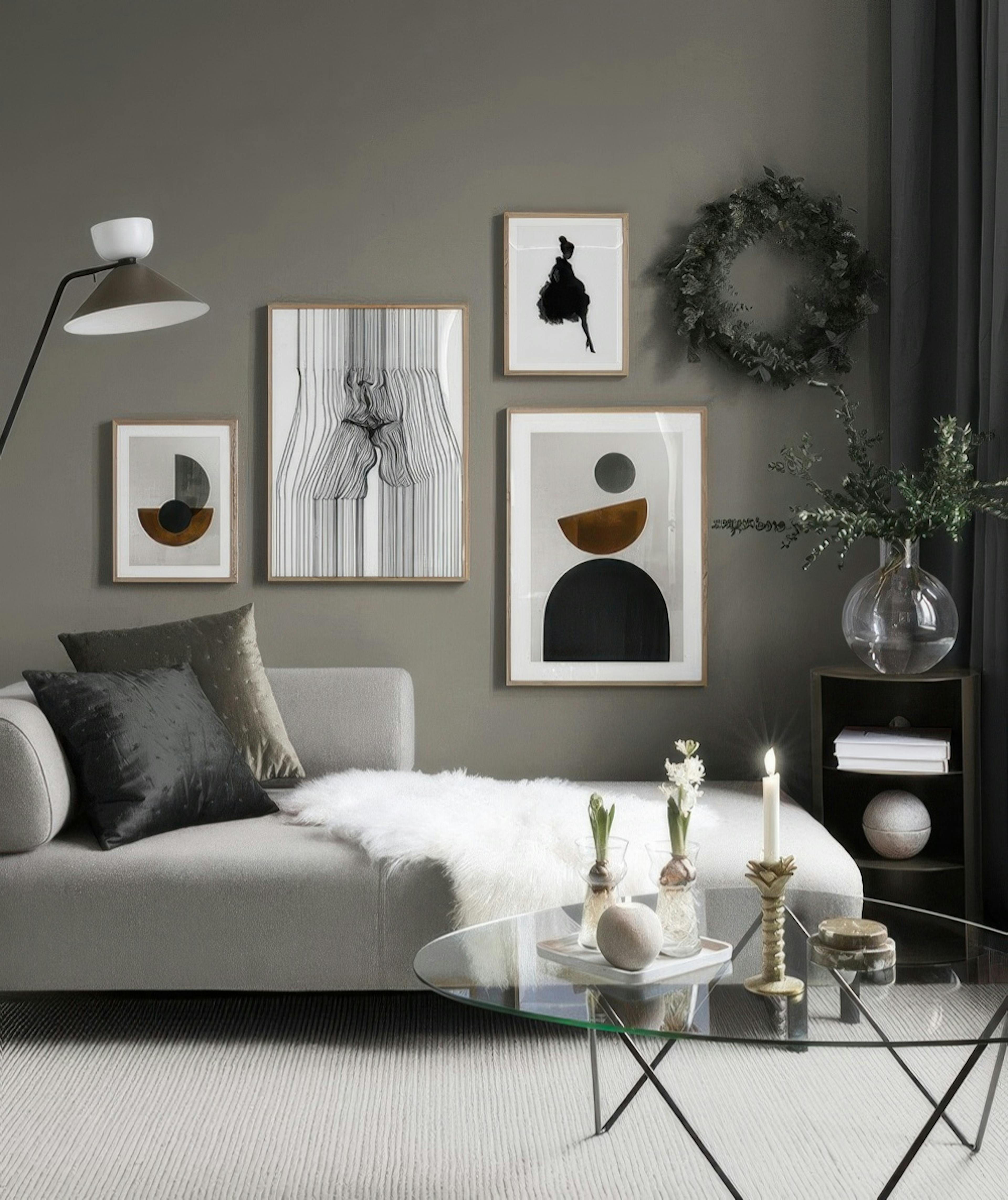 Romantic abstract gallery wall