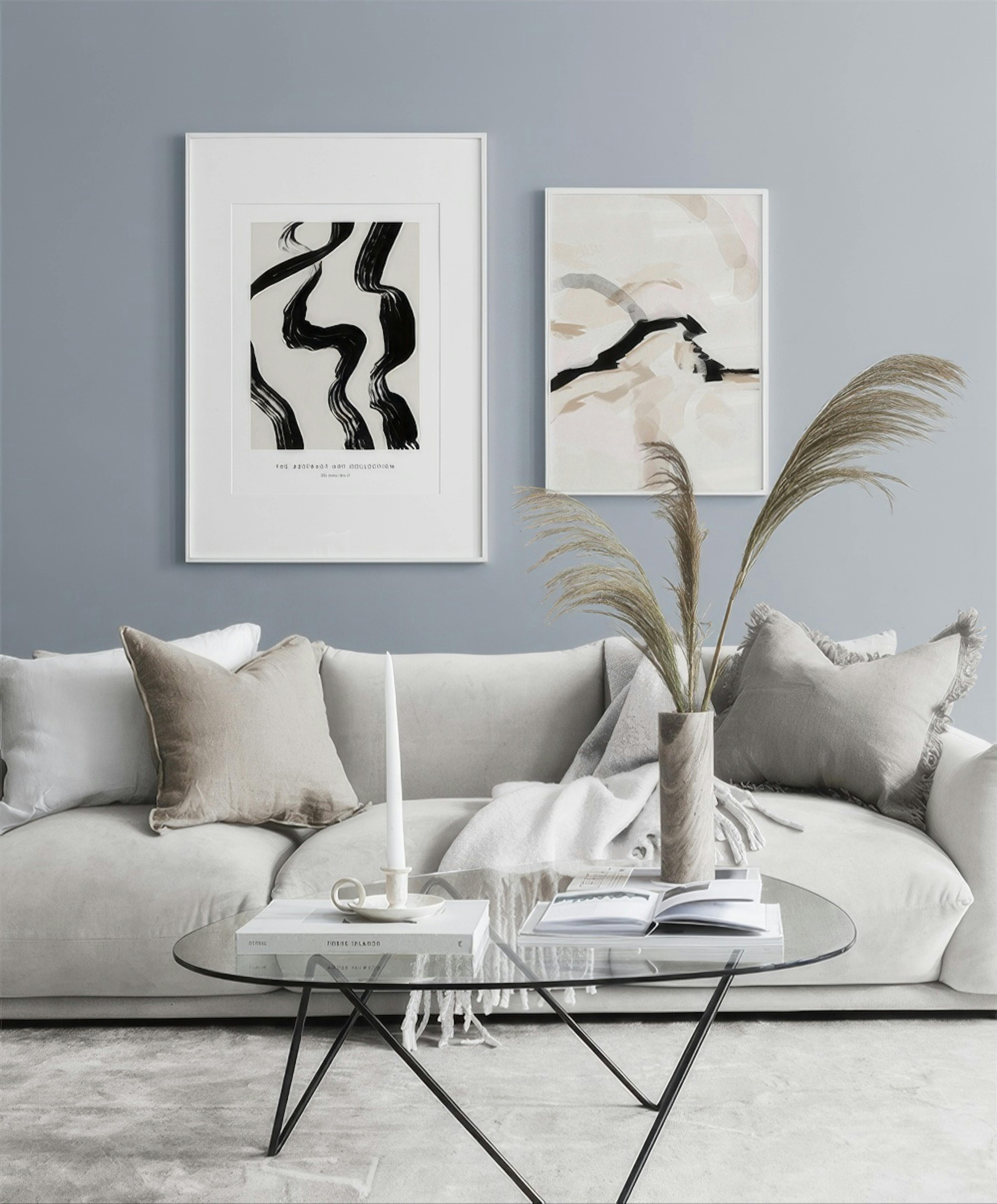 Artsy blue gallery wall