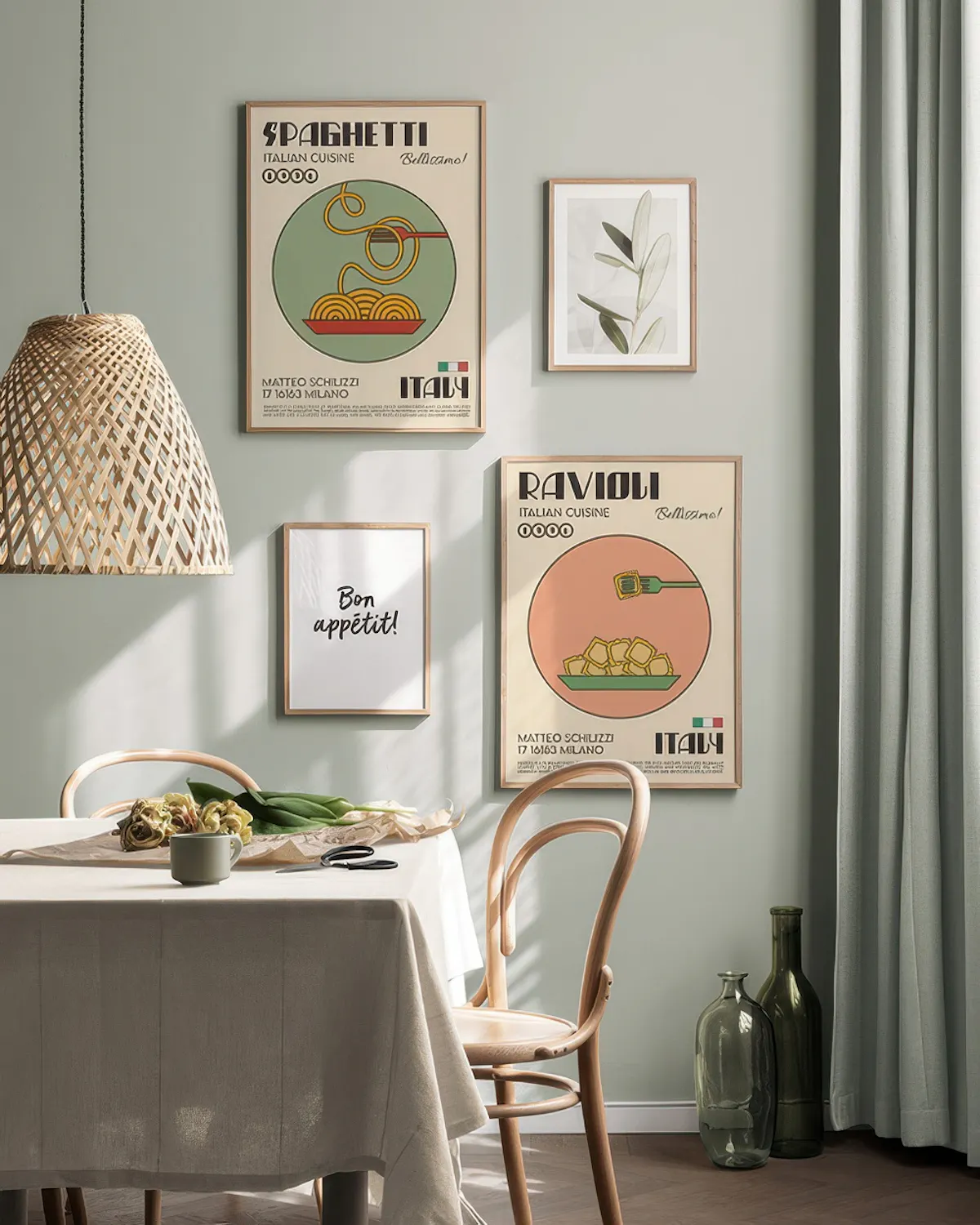 Pasta Kitchen Print Set – Retro Poster Art for Gallery Walls | Desenio