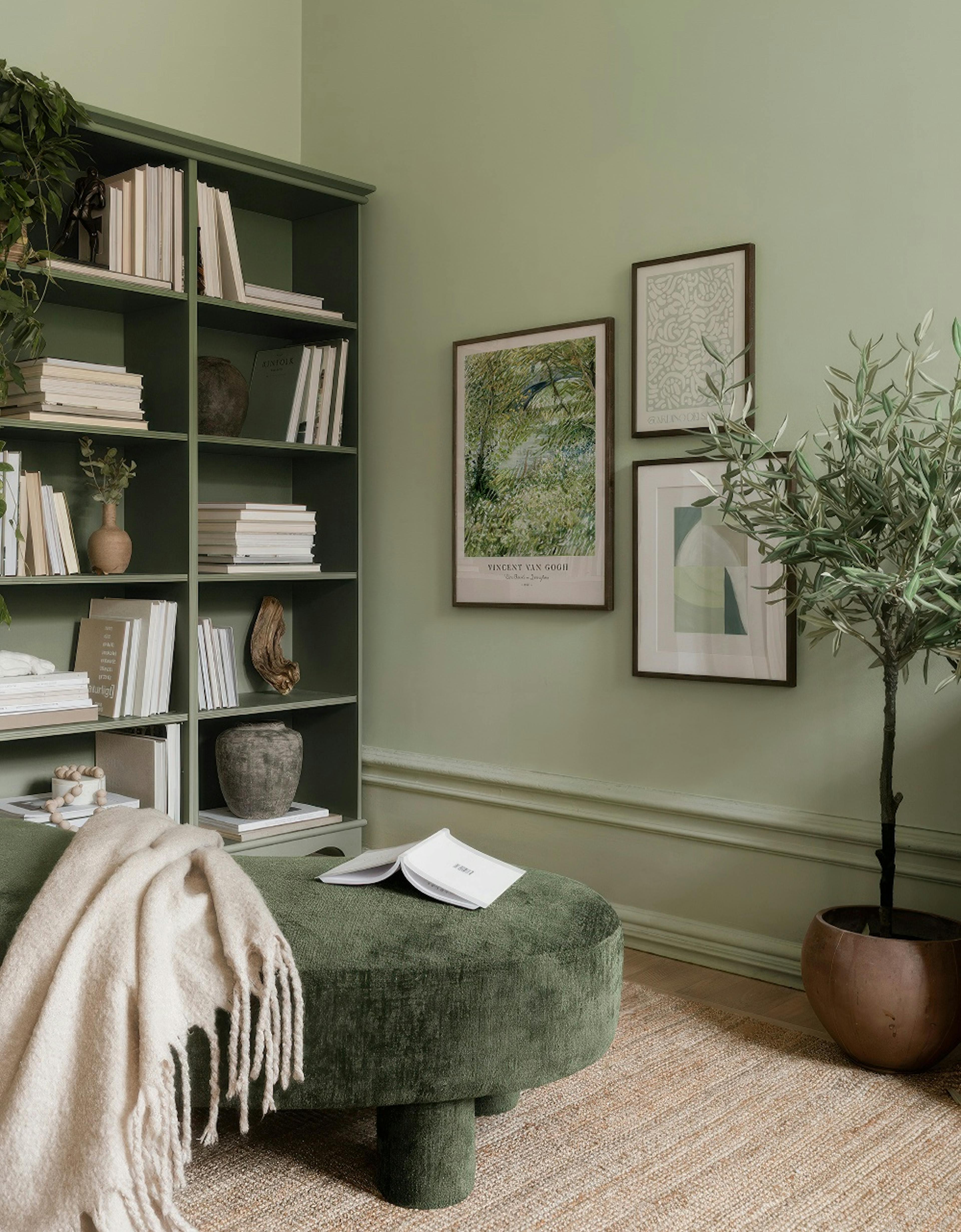 Graphical Green gallery wall