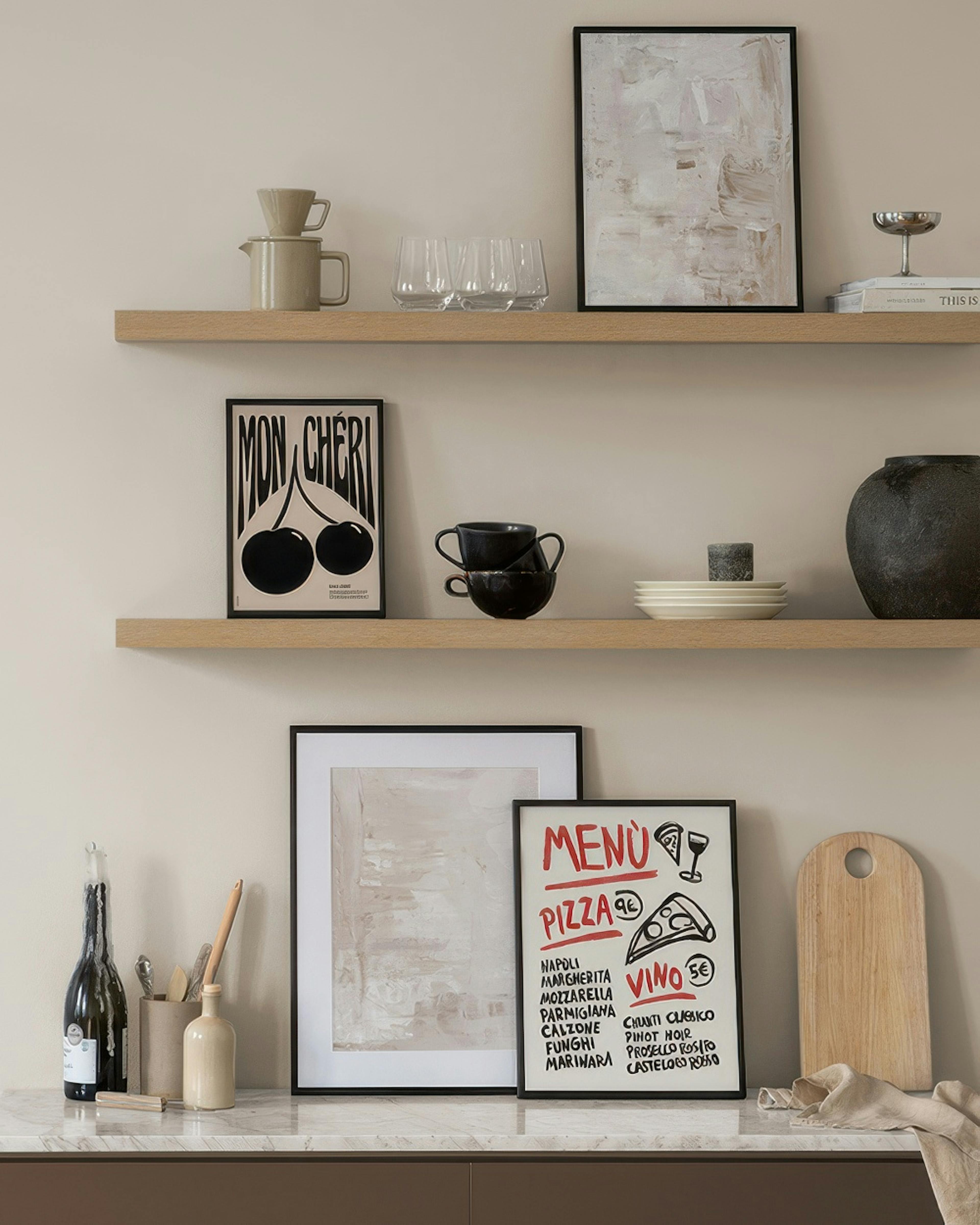 Artsy Kitchen gallery wall
