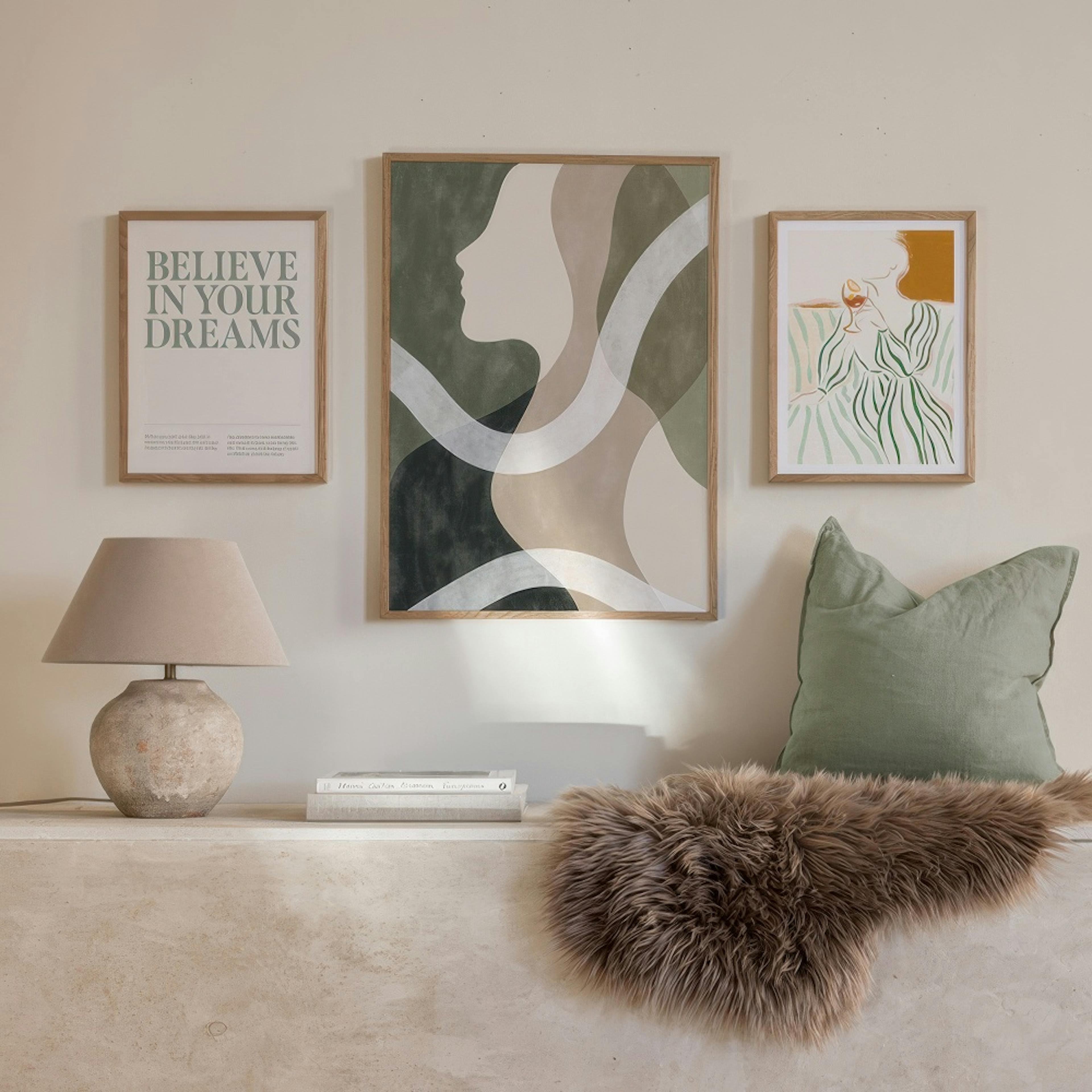 Green Trio gallery wall