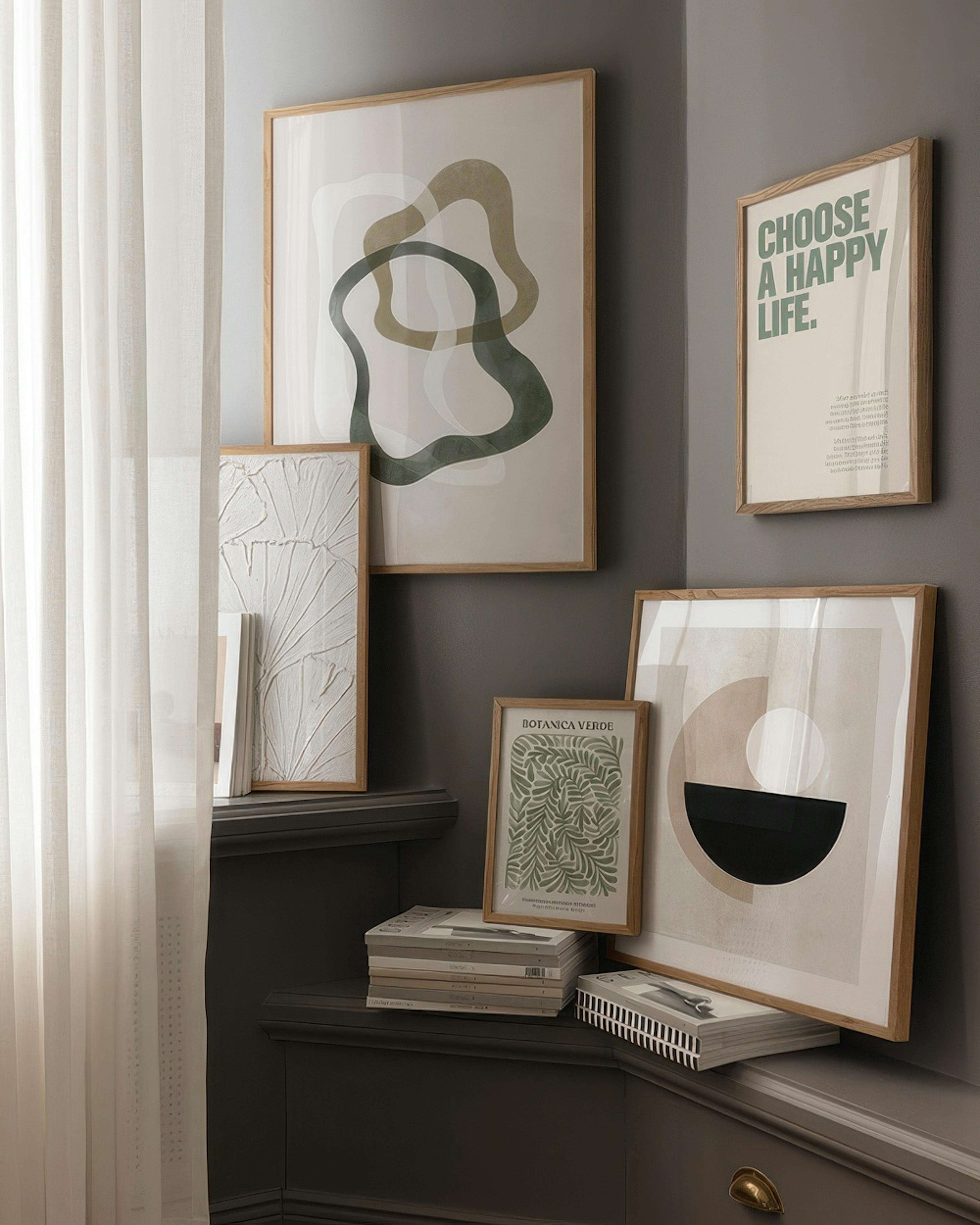 Winter greens gallery wall