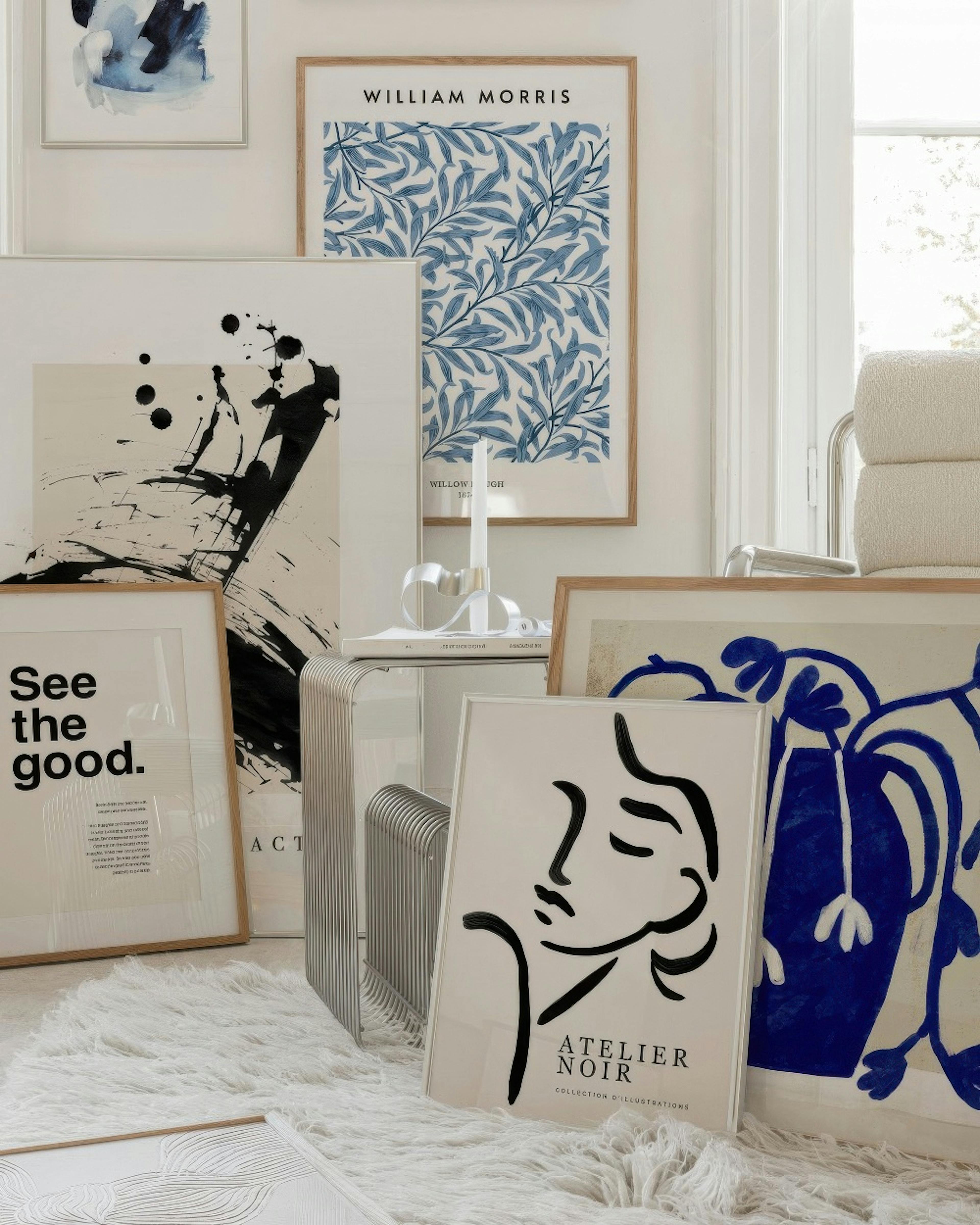 Blue hues and lineart galería de pared