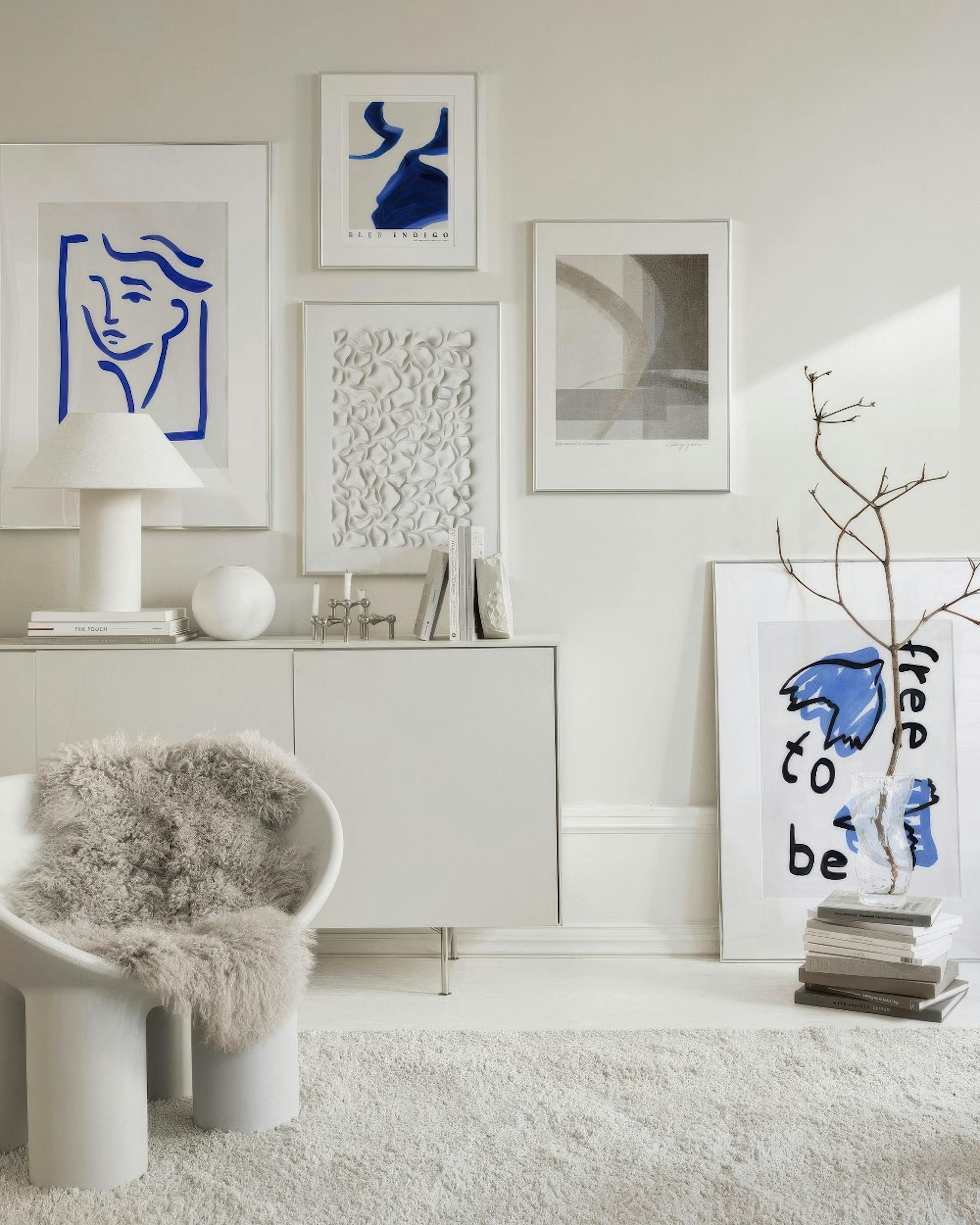 Snowy blues gallery wall