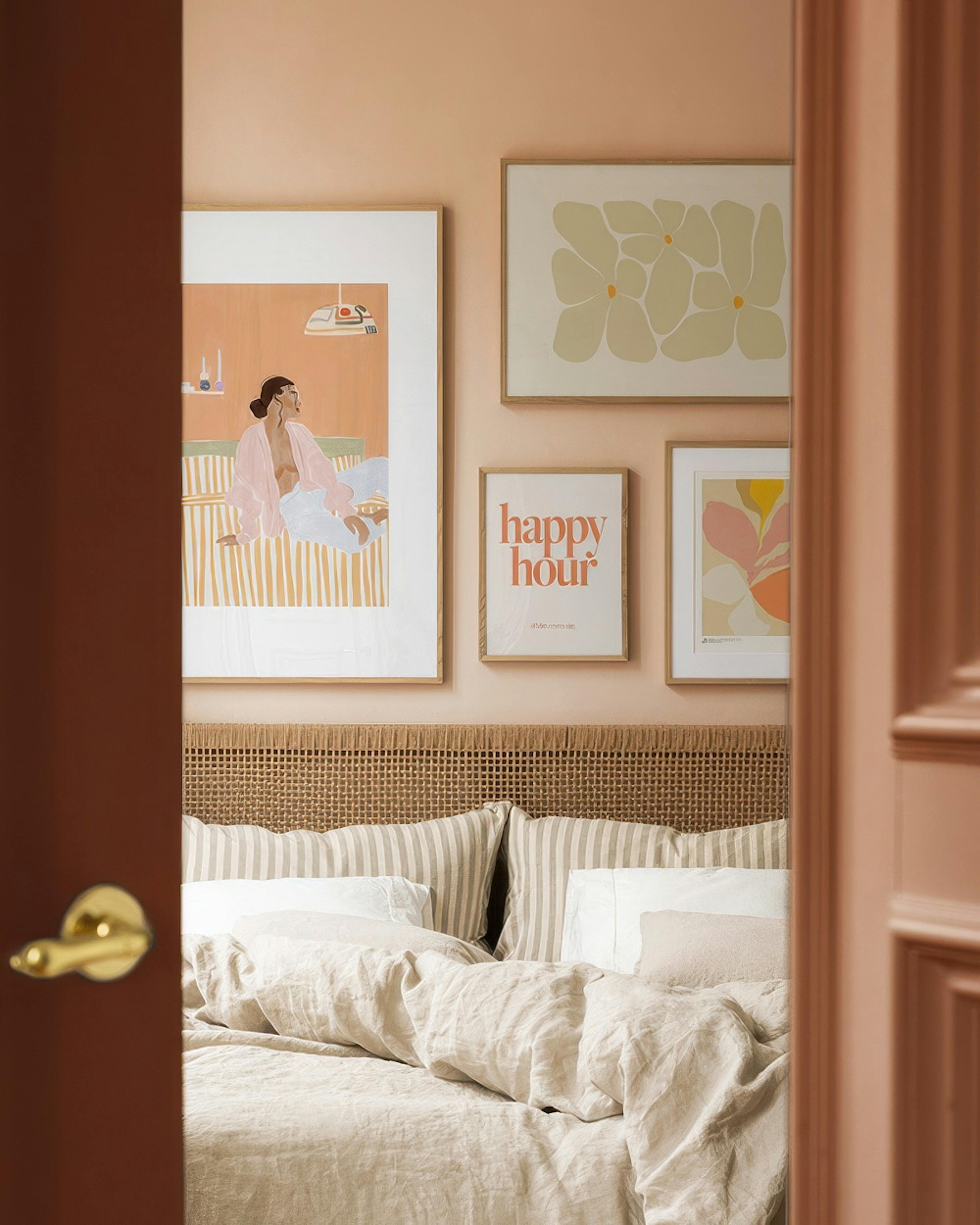Peachy bedroom decoration murale