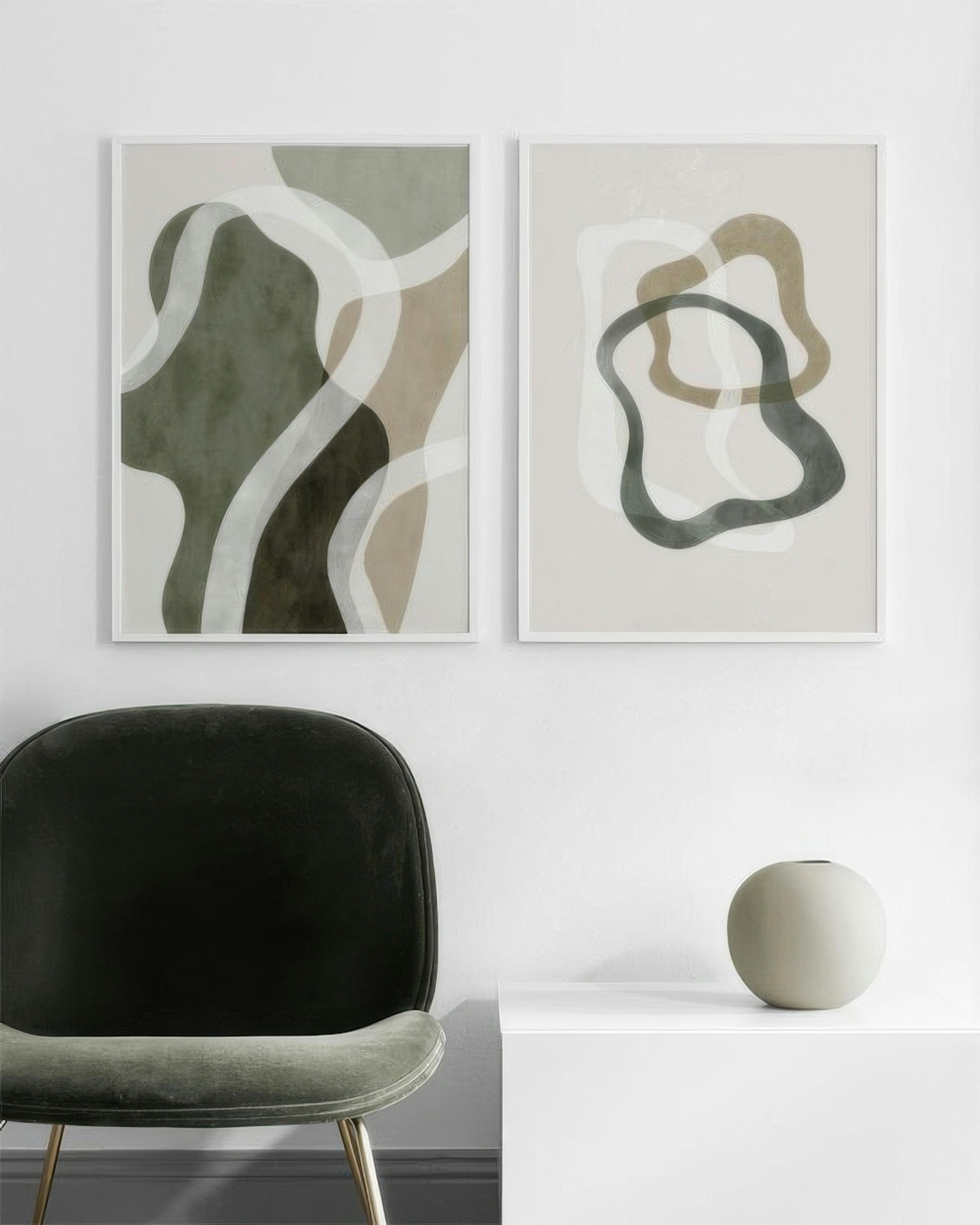 Abstract green shapes decoration murale