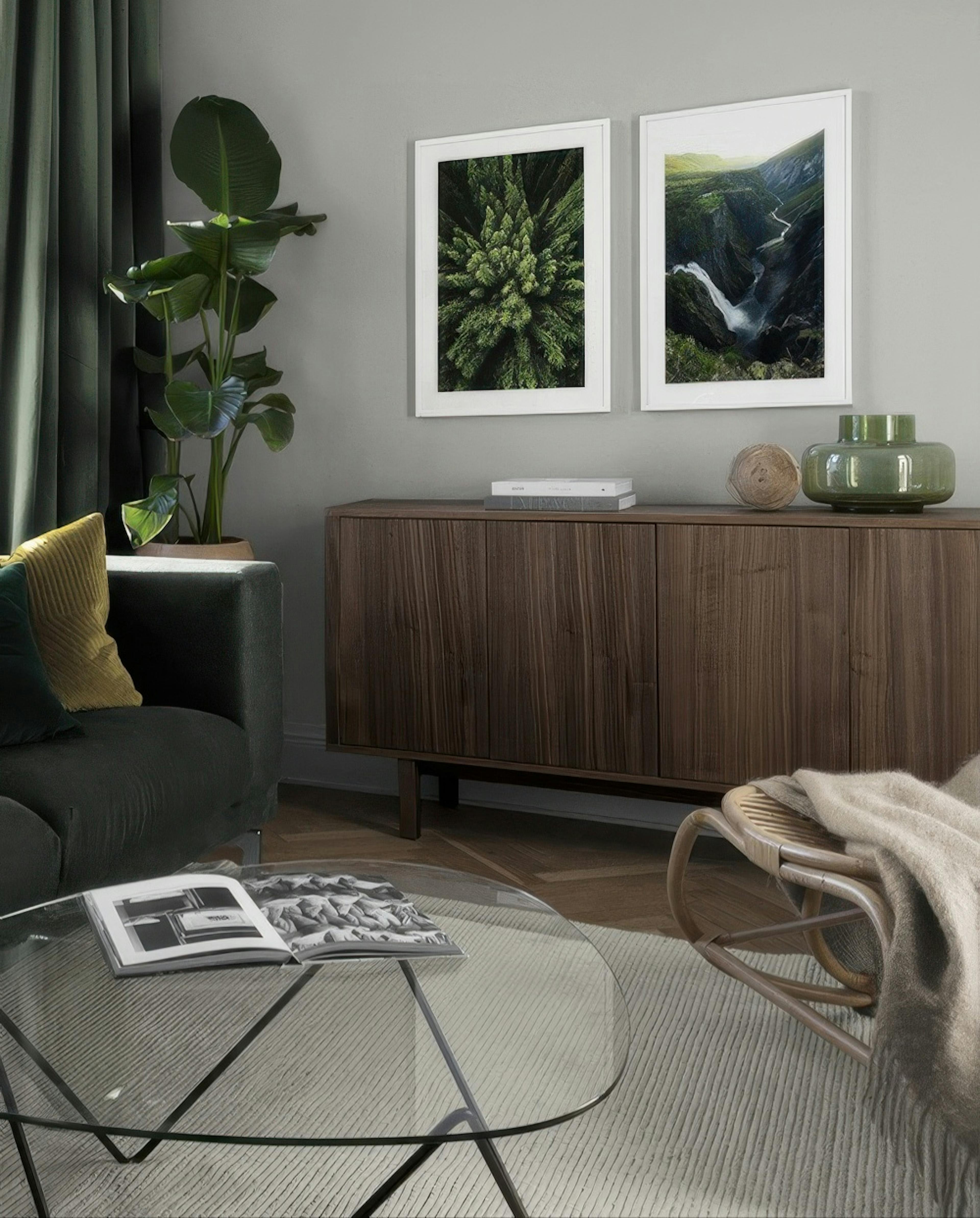 Deep forest gallery wall