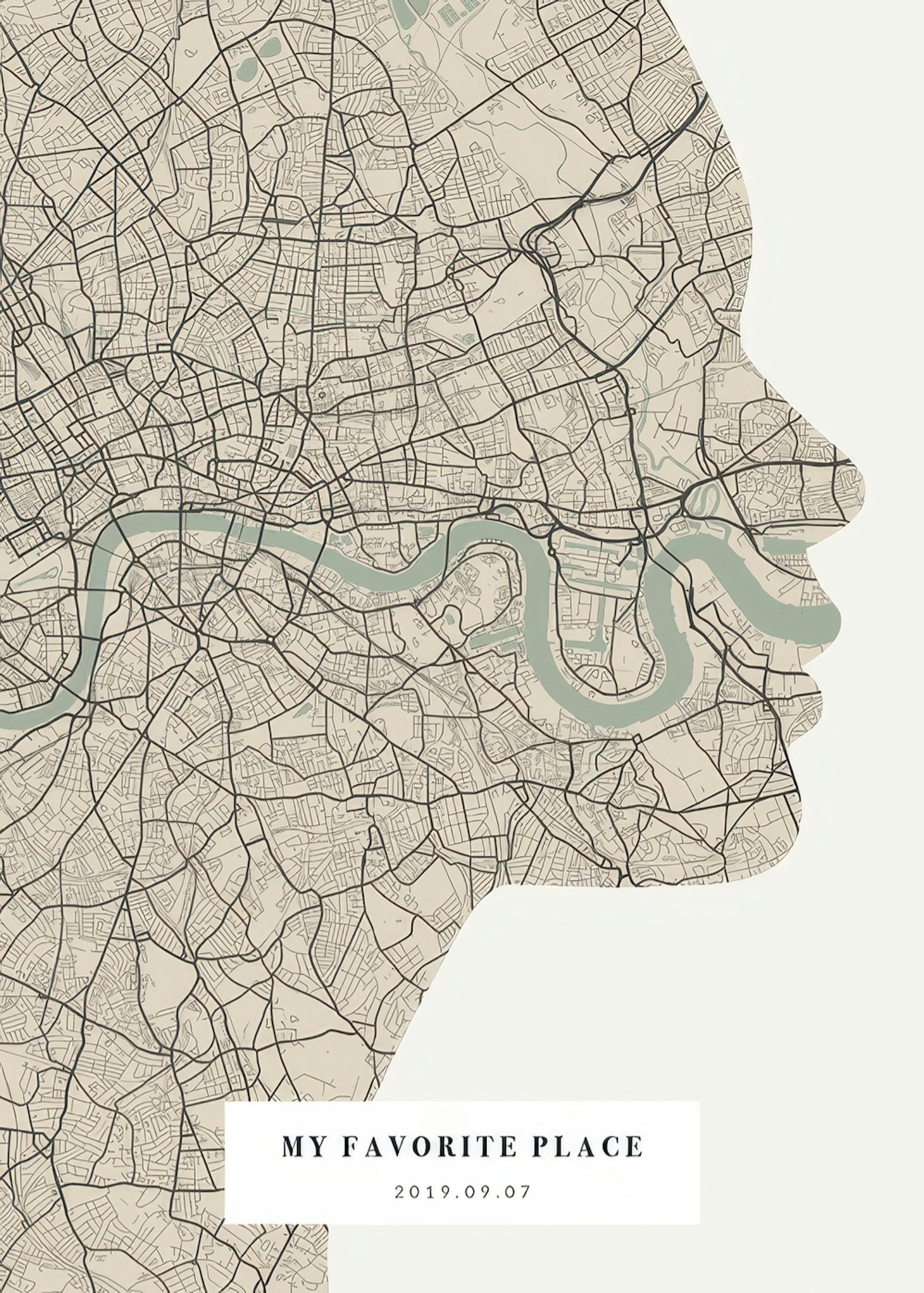 Silhouette Map Vintage Green Personal Plakat