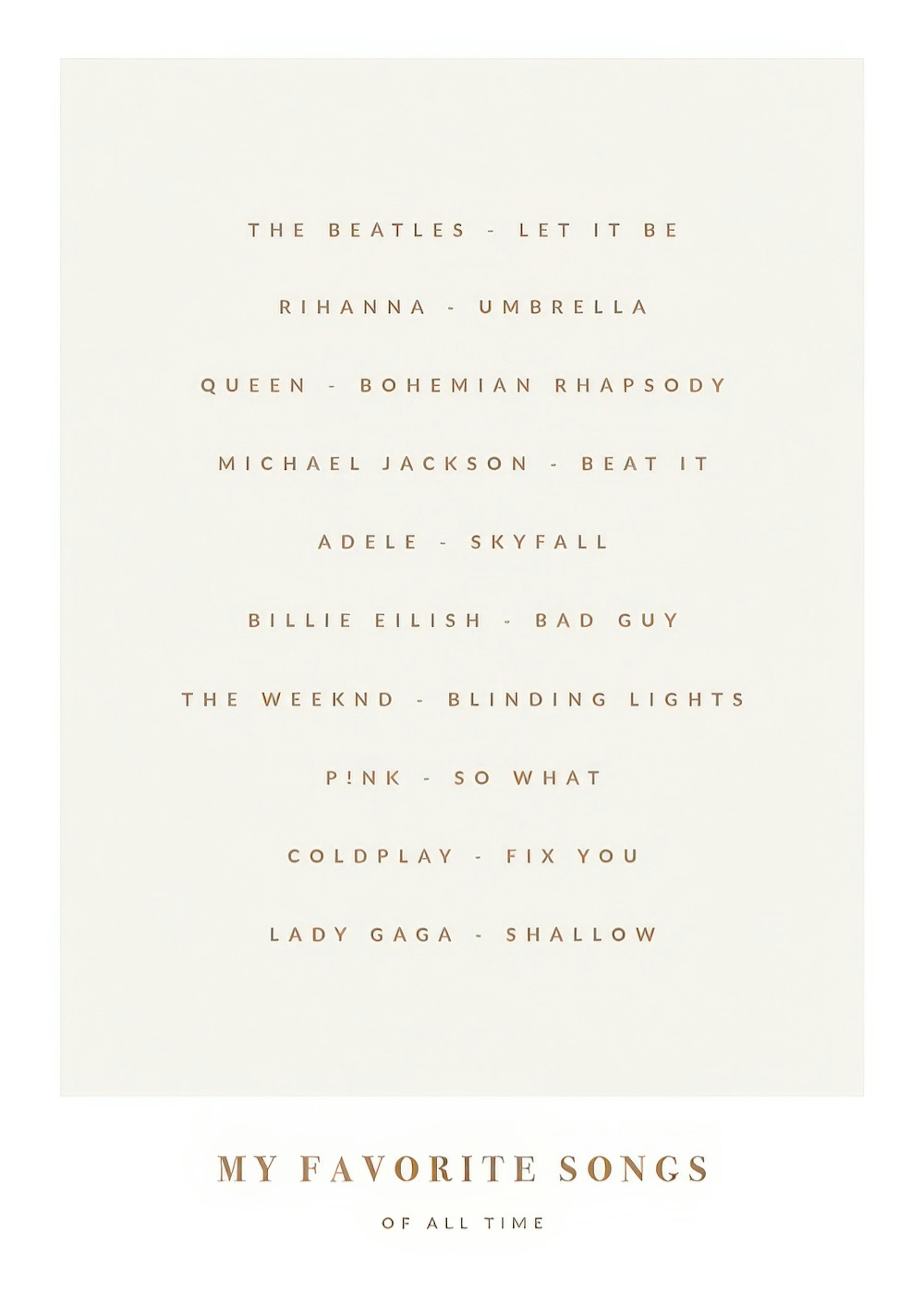 My Favorite Songs Beige Personal Affiche