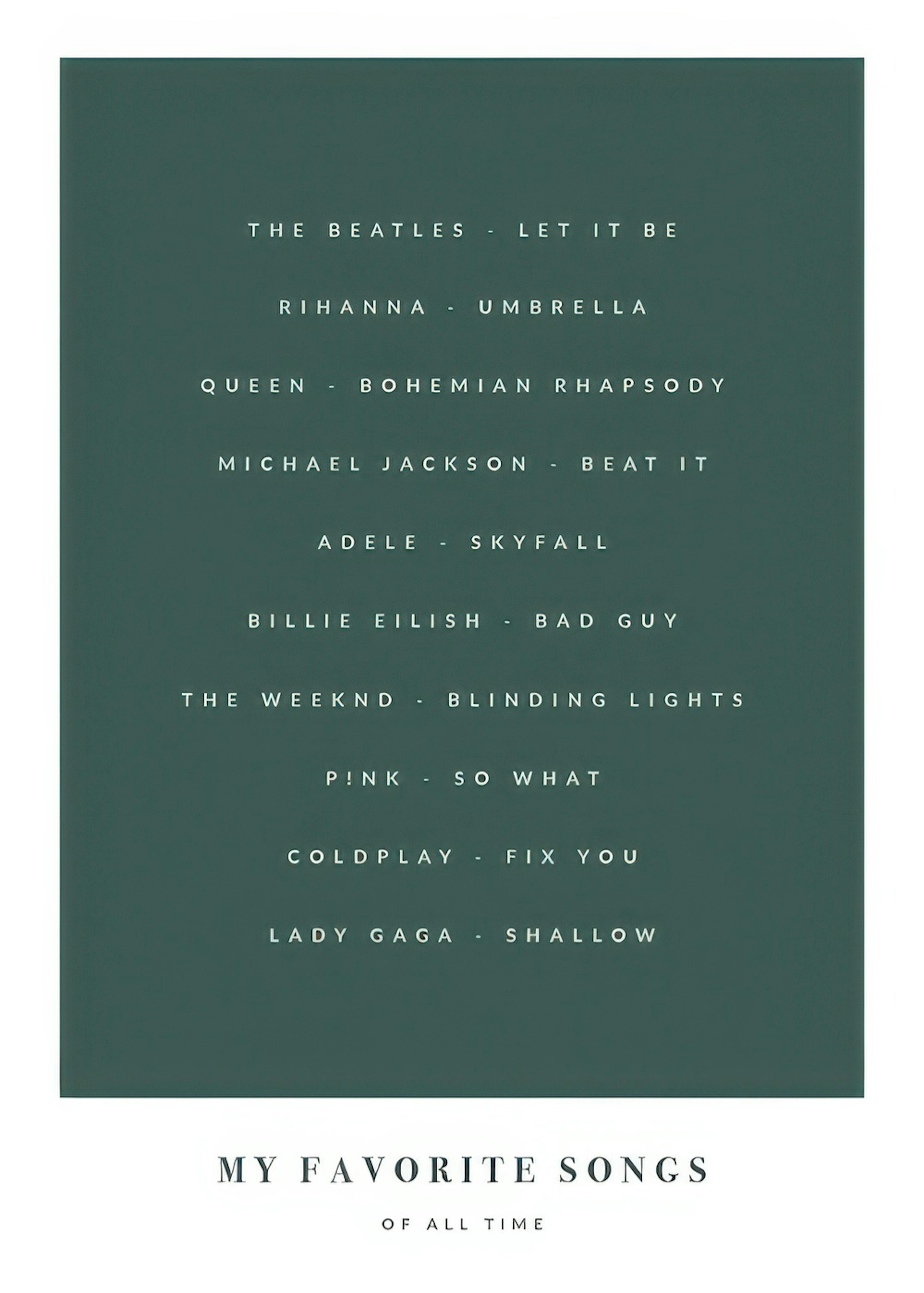 My Favorite Songs Green Personal Plakát