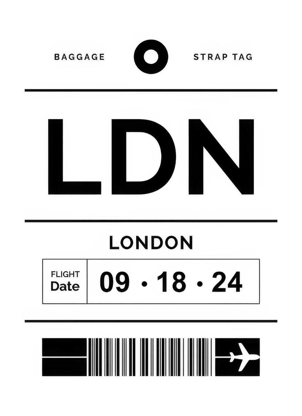 Prints - Baggage Tag No1 White Personal Poster (50x70 cm) - Personalised prints
