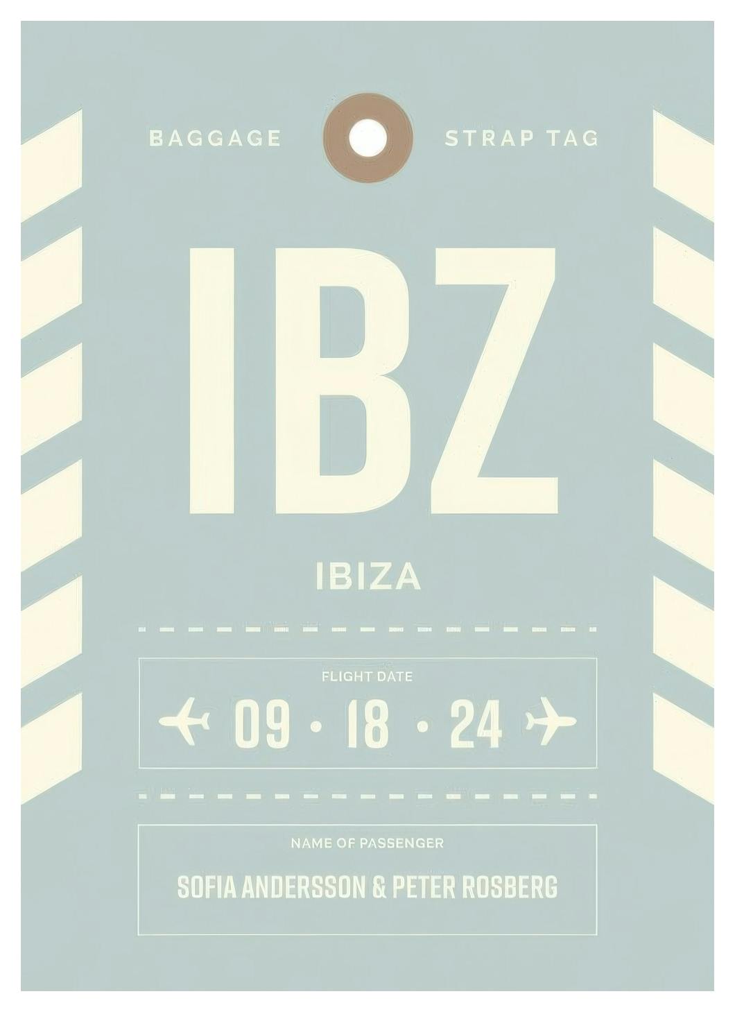 Prints - Baggage Tag No2 Blue Personal Poster (30x40 cm) - Personalised prints