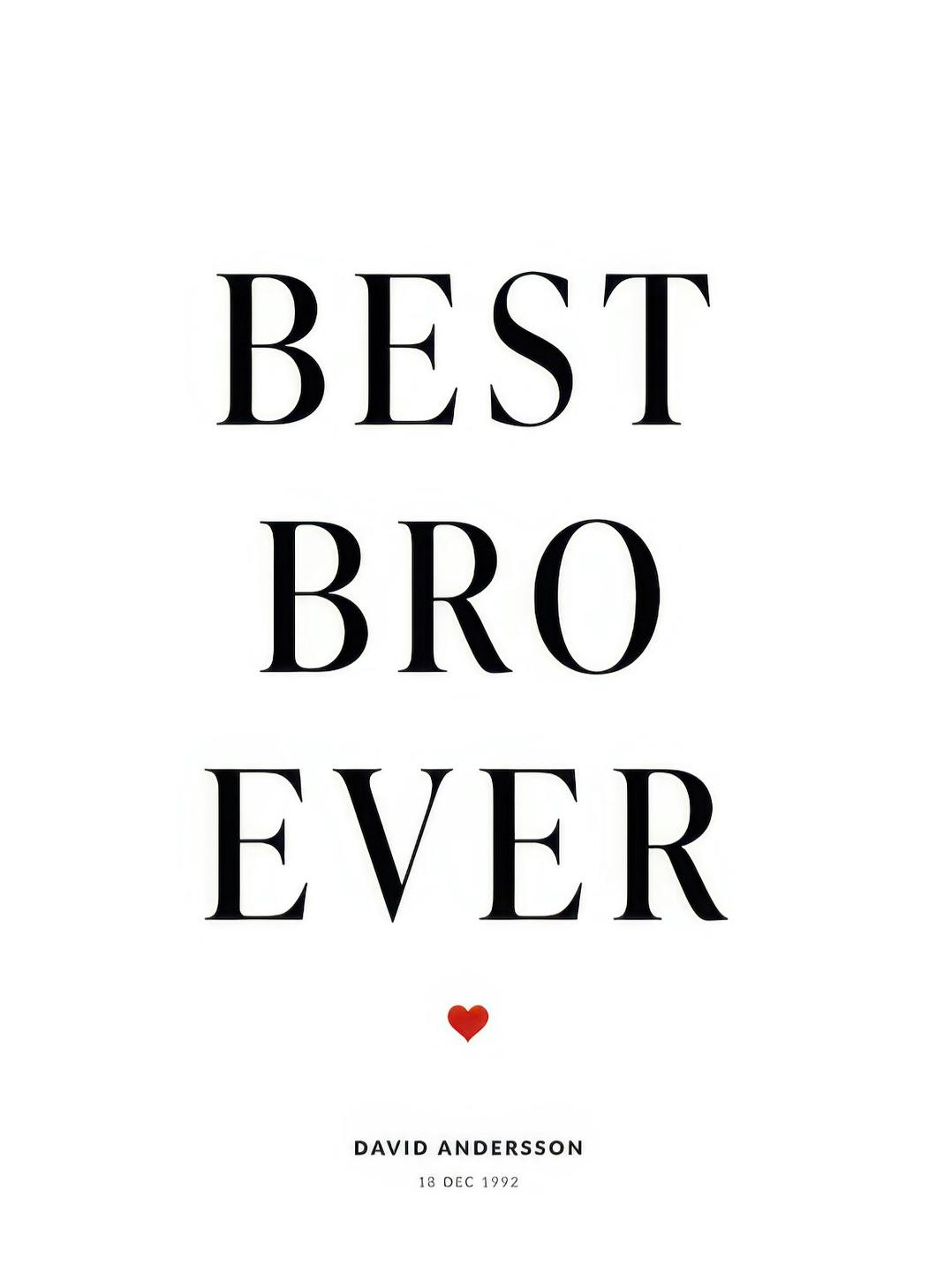 Best Bro Personal Plakat (30x40 cm) - Plakater > Personlige posters