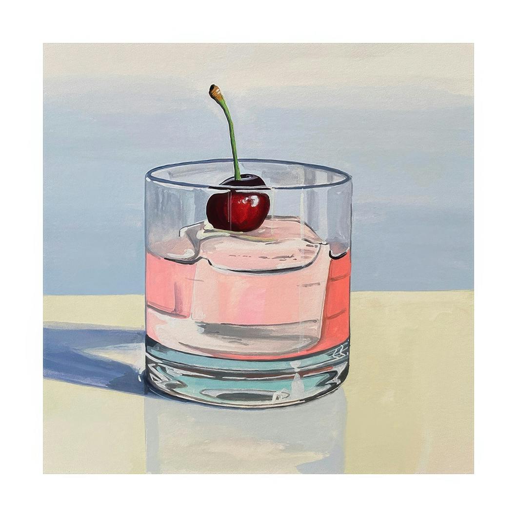Kate Birch - Cocktail with Cherry Print (50x50 cm)