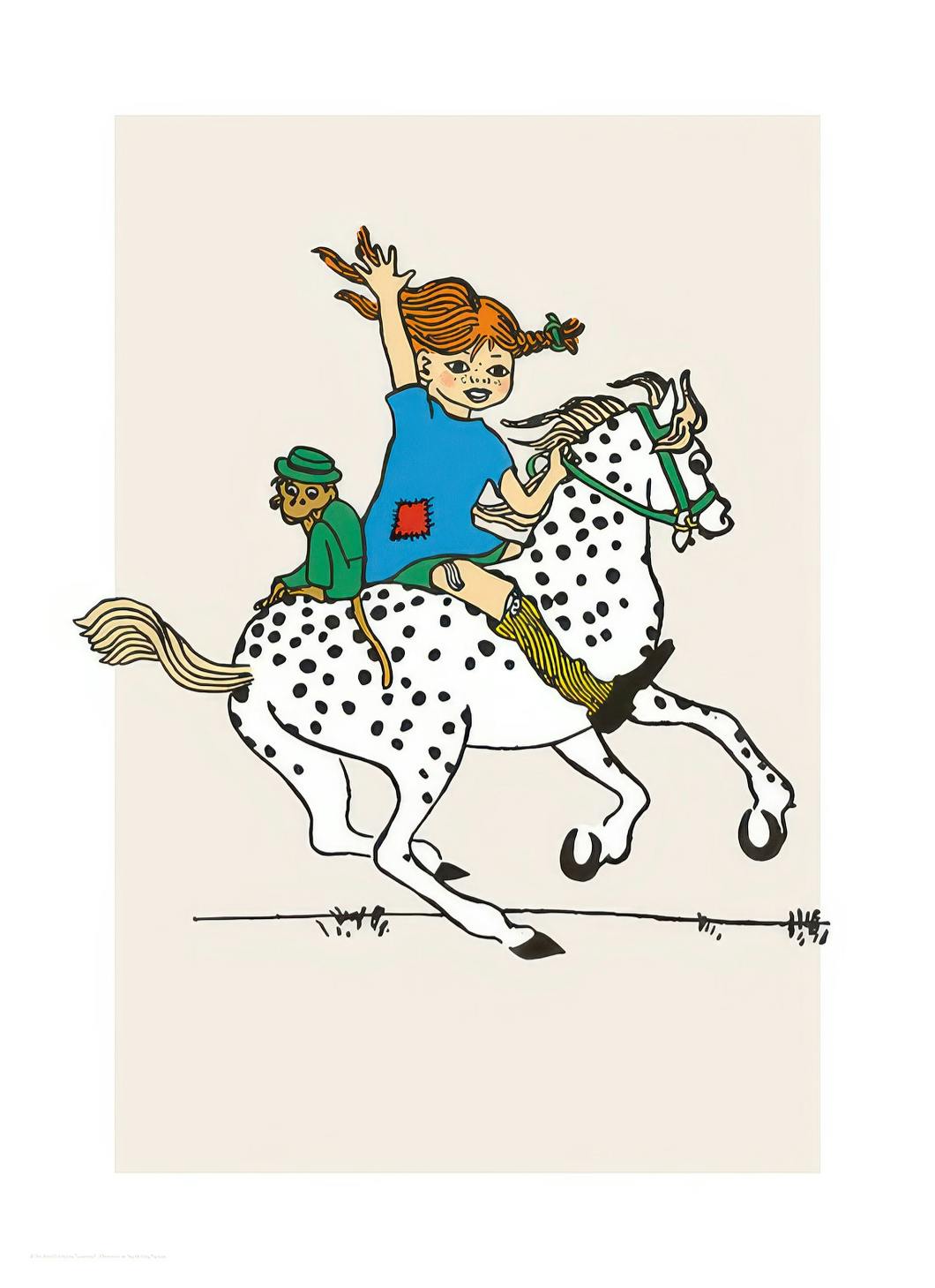 Prints - Pippi Longstocking Riding Print (50x70 cm) - Astrid Lindgren's posters