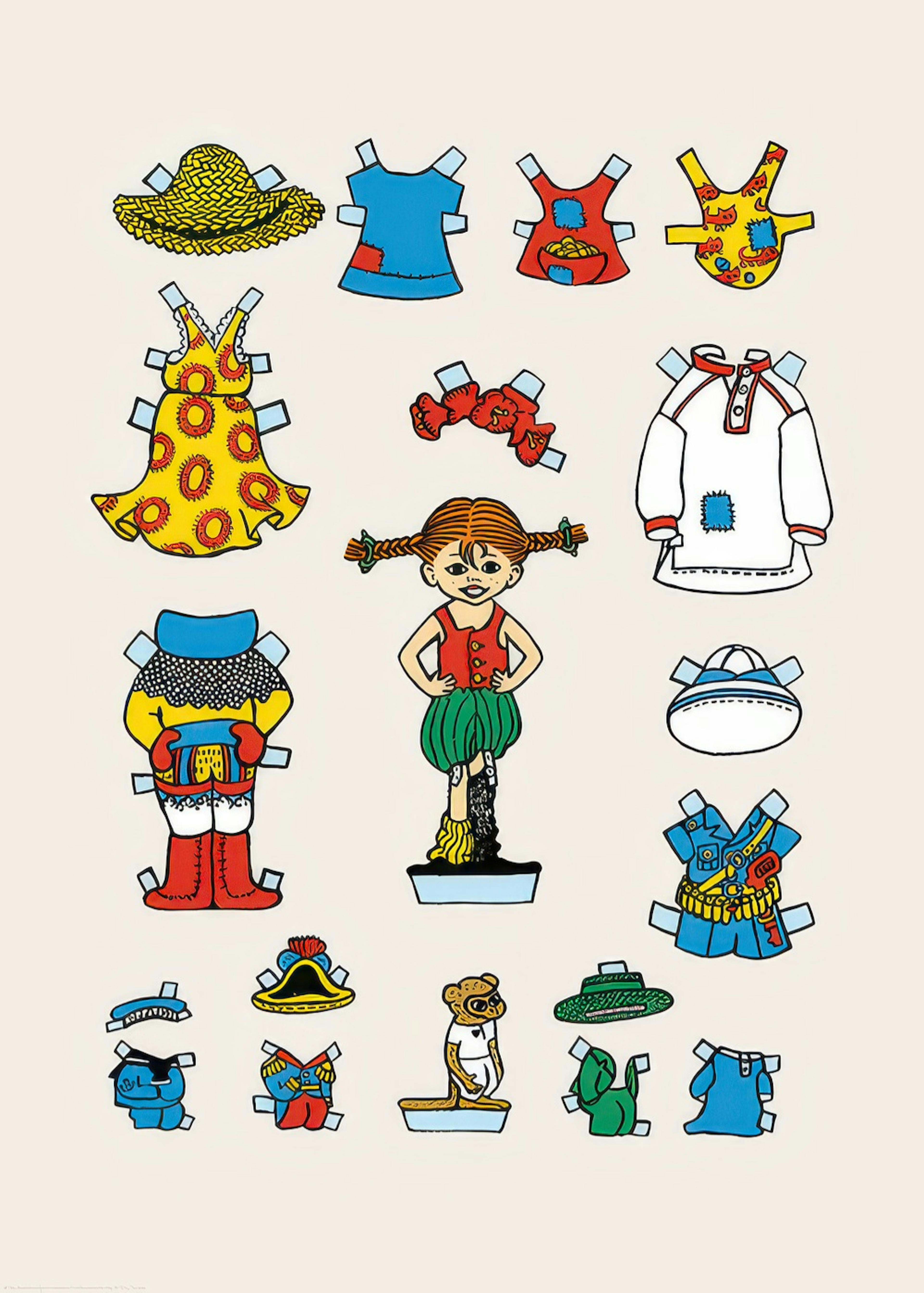 Pippi Longstocking Cutout Doll Print 0