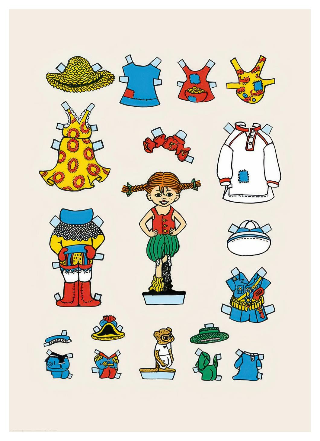 Prints - Pippi Longstocking Cutout Doll Print (50x70 cm) - Astrid Lindgren's posters