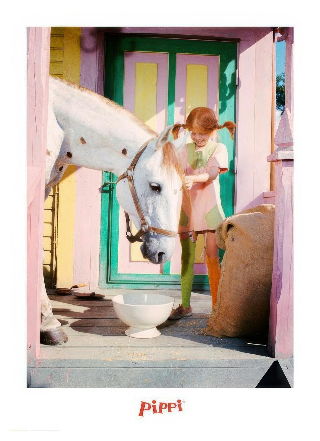Pippi Longstocking and the Horse Poster (50x70 cm) - Astrid Lindgren