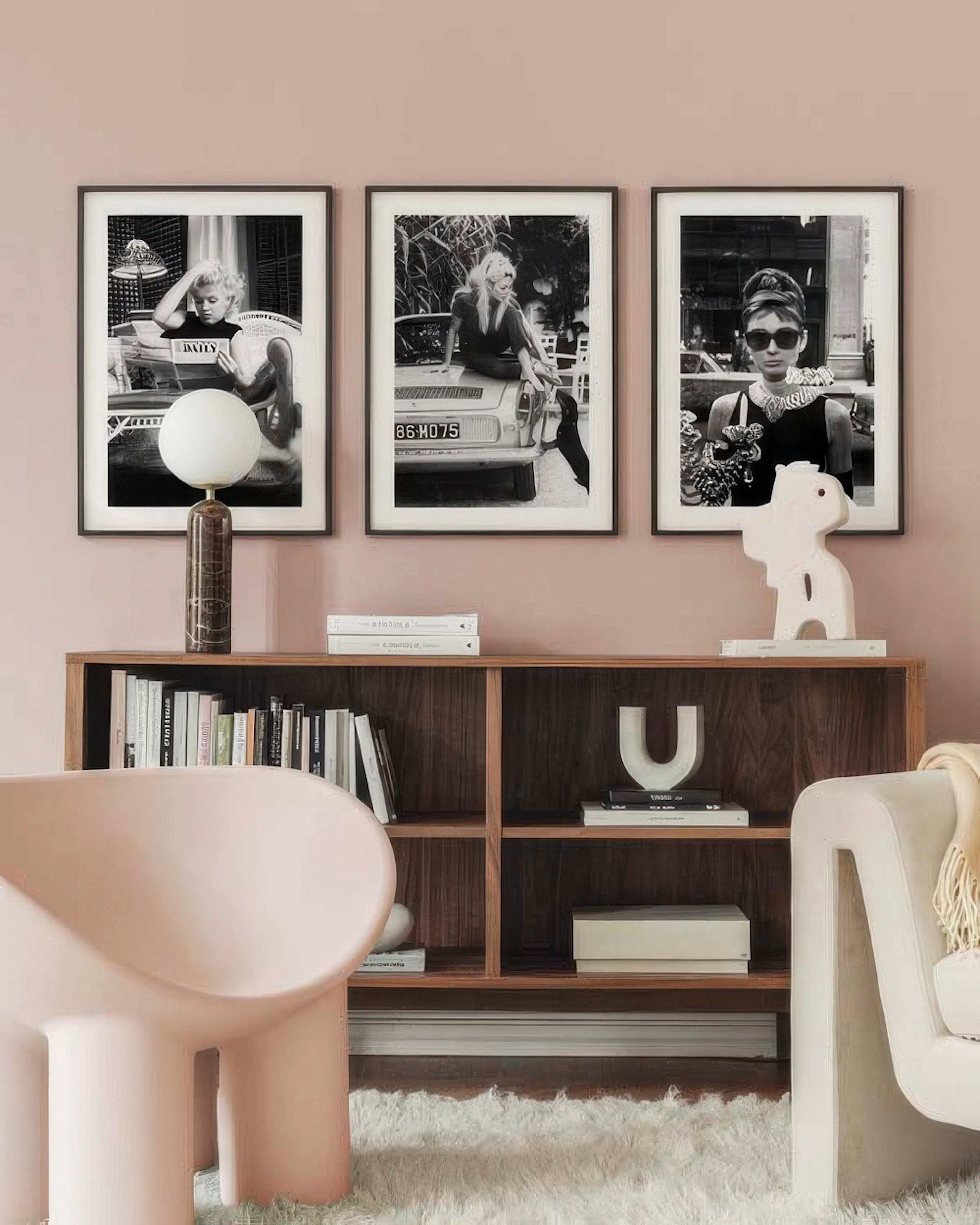 Schwarz-Weiß-Fotografie von Marilyn Monroe, Brigitte Bardot und Audrey Hepburn