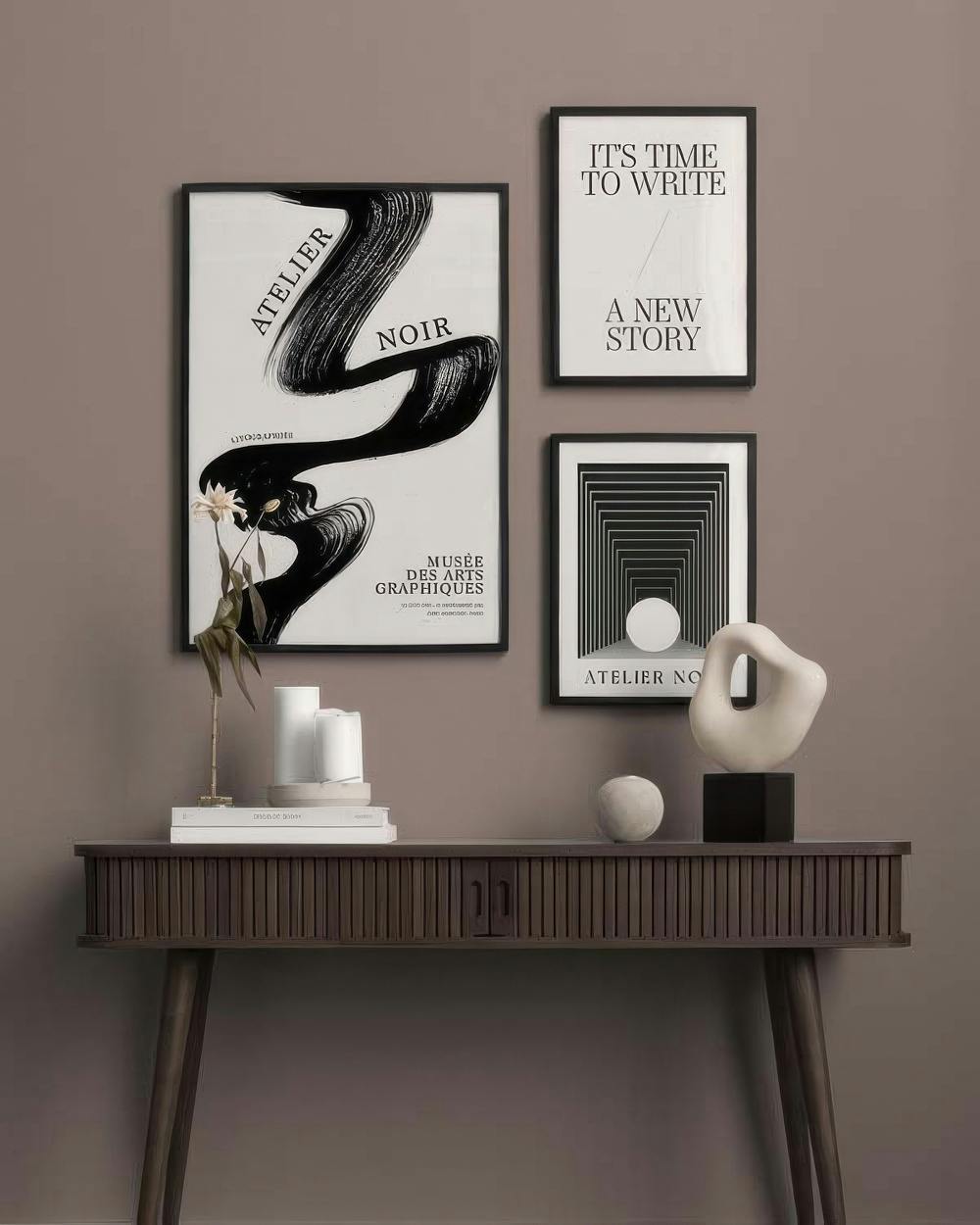 Black Brush Stroke Trio Julistepaketti (ONE SIZE)  Julistepaketti