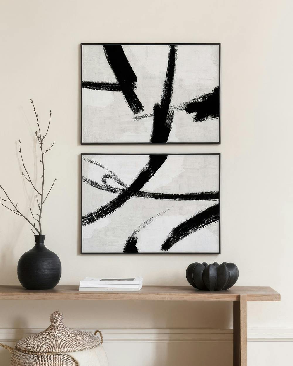 Black Brush Strokes Duo Zestaw plakatów (50x70 cm)- Zestaw plakatów