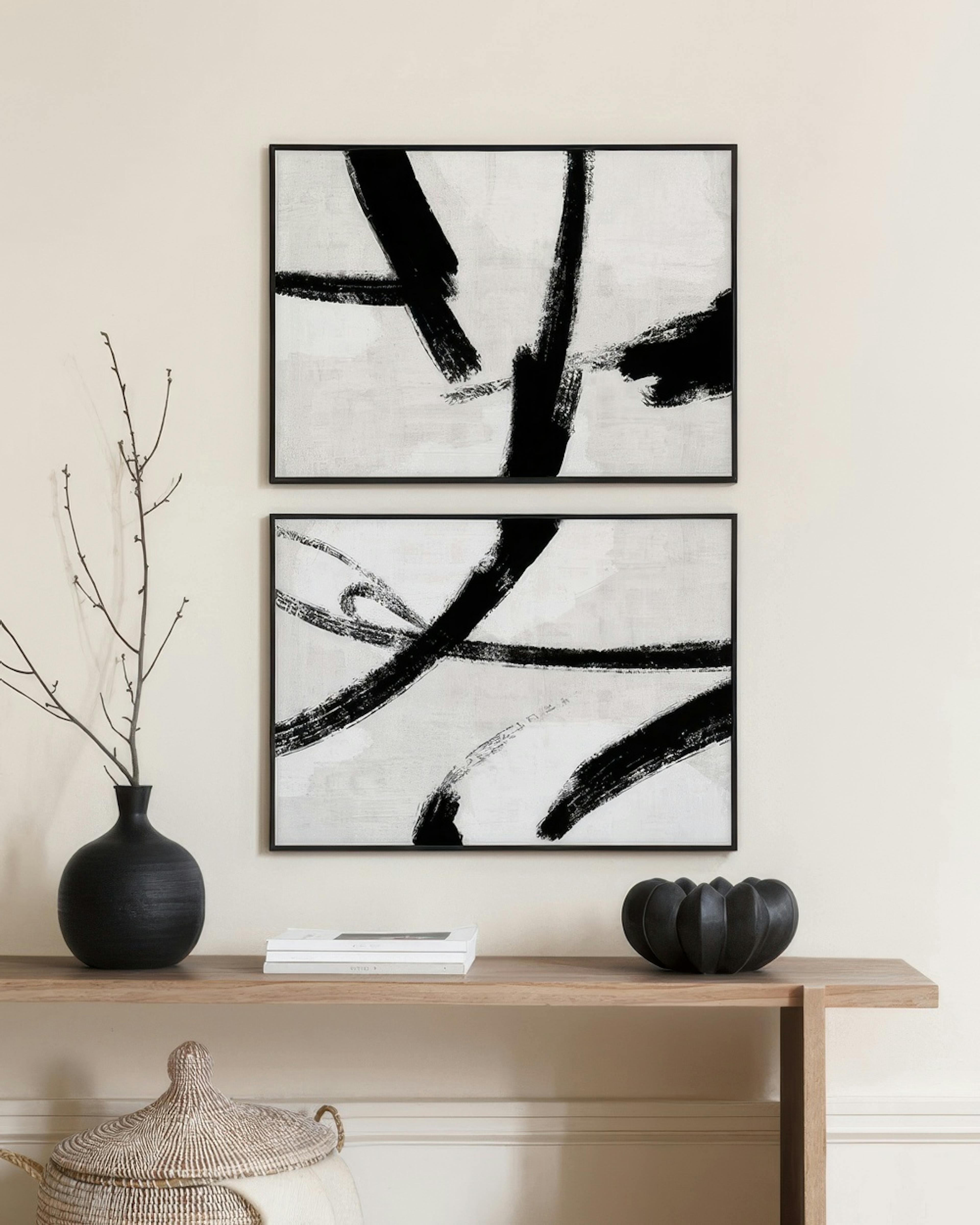 Black Brush Strokes Duo Poster pack 0